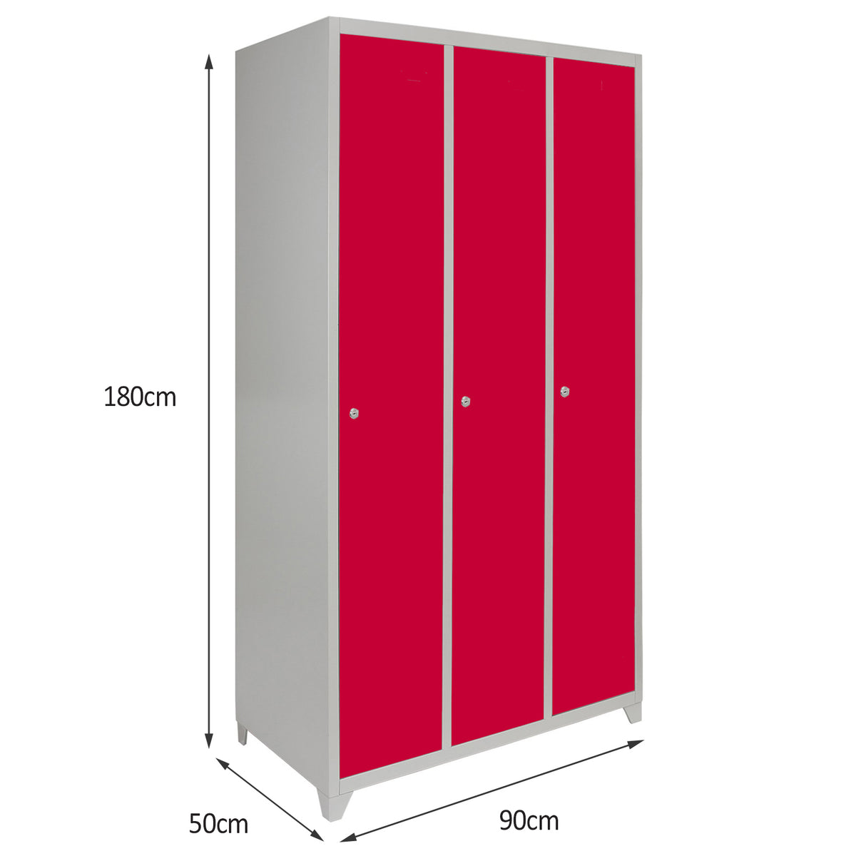 3 x Stahlspinde Fächerschrank Rot
