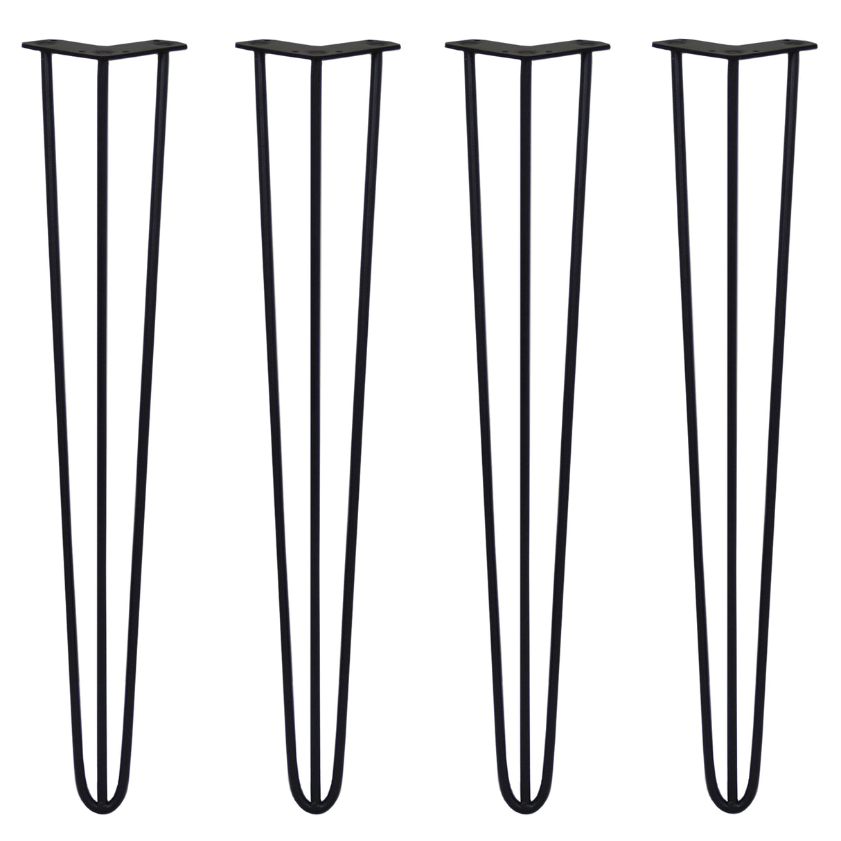 Schwarze 71 cm hohe Hairpin Tischbeine mit drei Streben aus robustem Metall, ideal für Möbelprojekte und industrielle Designs