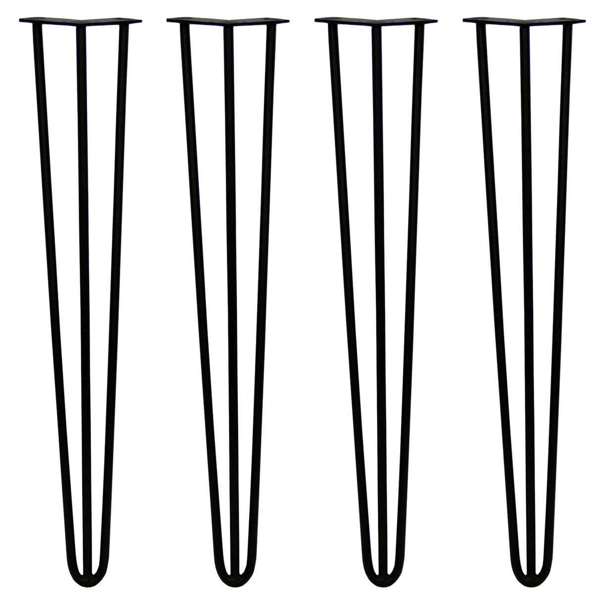 Schwarze 71 cm hohe Hairpin Tischbeine mit 3 Streben aus robustem Metall, ideal für moderne Möbelgestaltungen und DIY-Projekte