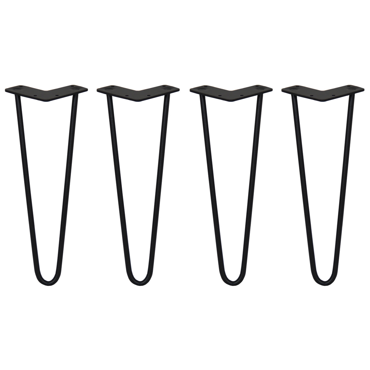 4 x 35.5cm Hairpin Tischbeine 2 Streben - 10mm - Schwarz