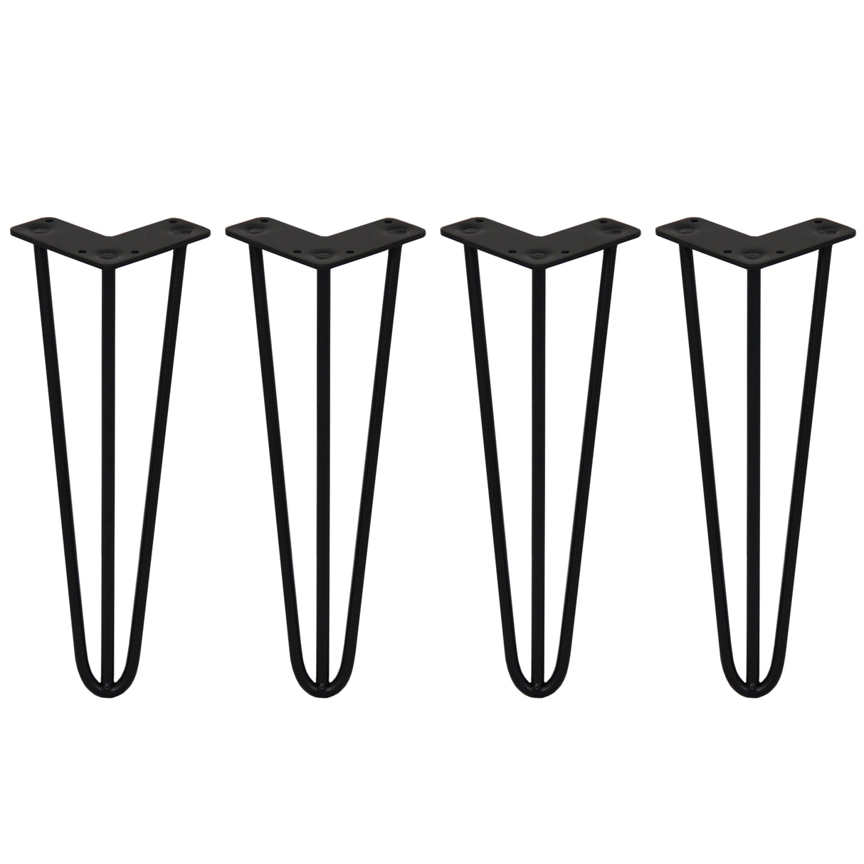 4 x 35.5cm Hairpin Tischbeine 3 Streben - 10mm - Schwarz