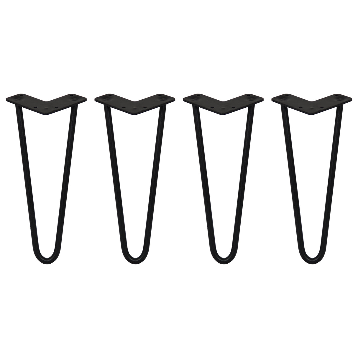 Schwarze Hairpin Tischbeine aus Metall mit zwei Streben, 30,5 cm hoch und 12 mm dick, ideal für moderne Möbelgestaltungen