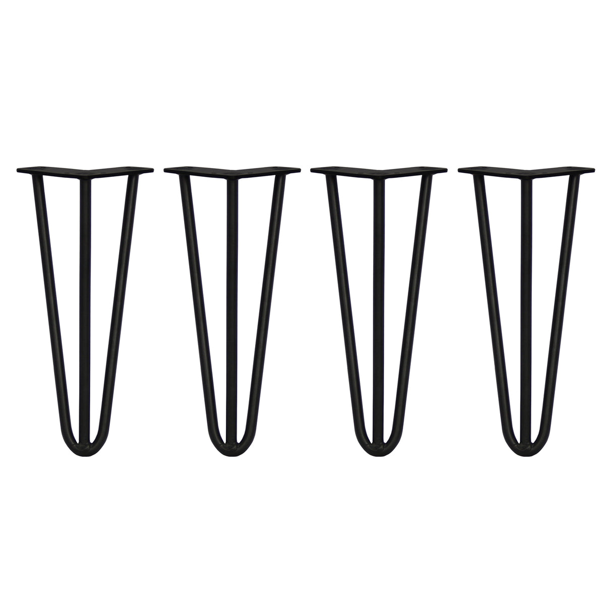 4x 30,5cm Hairpin Tischbeine 3 Streben - 12mm - Schwarz