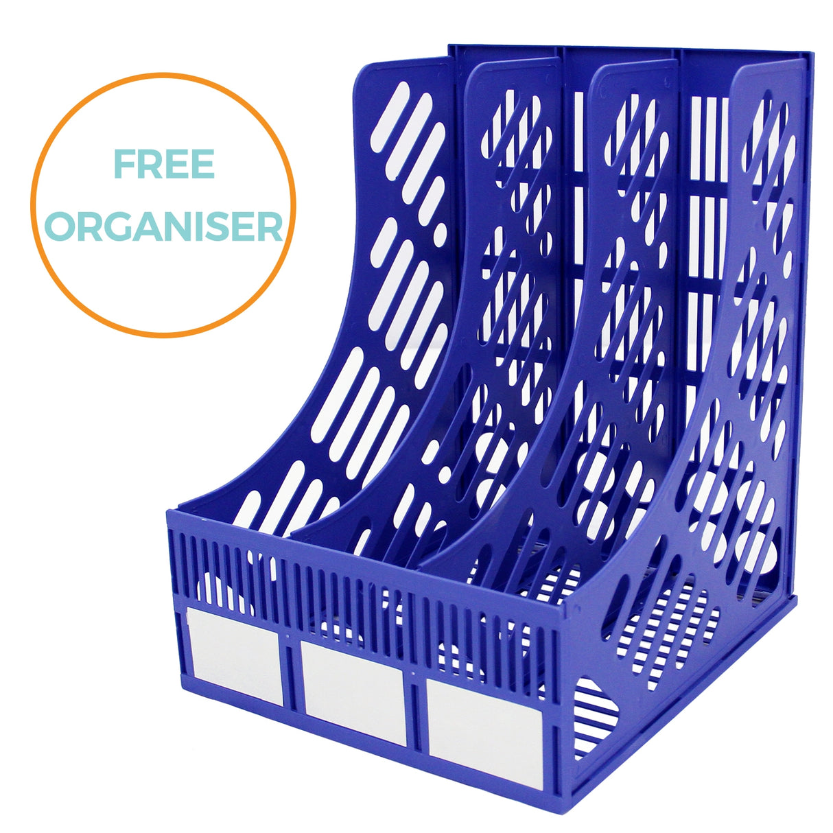 Blauer, stabiler Aktenschrank mit abschließbaren Fächern, ideal für Büros, aus robustem Kunststoff, modernes Design mit praktischen Trennwänden