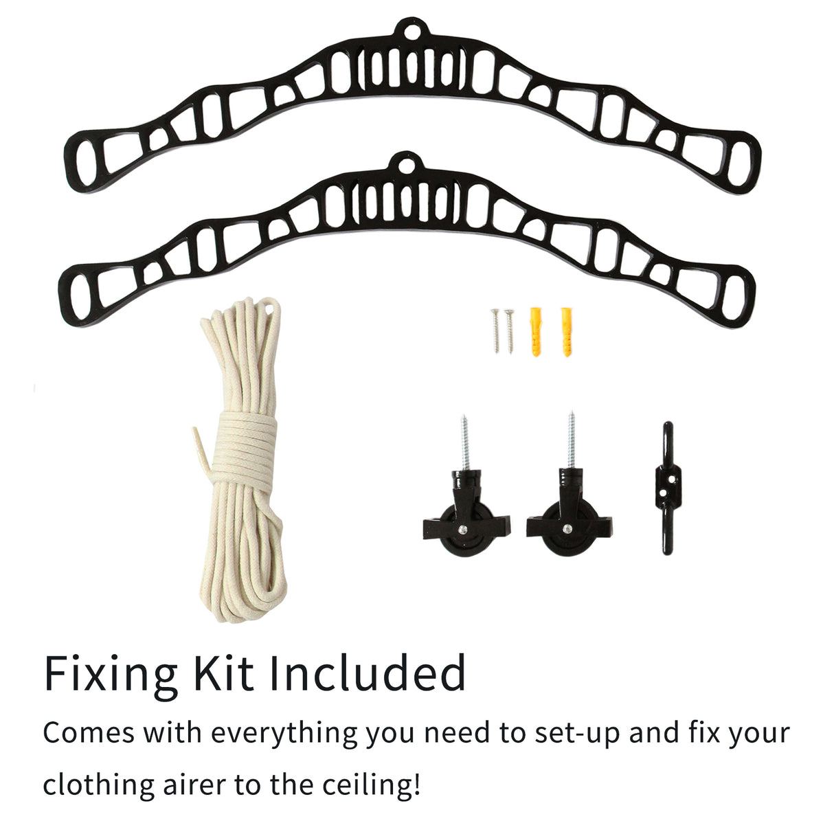 Deckentrockner aus Holz - Schwarz - 1.5m