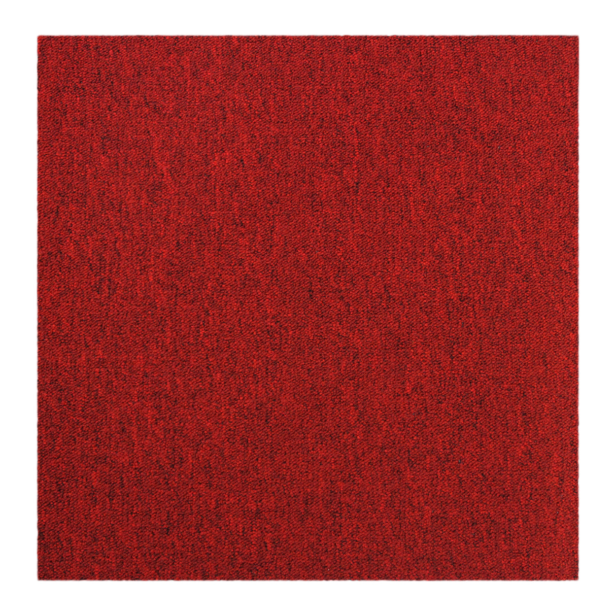 Scharlachrote Teppichfliesen in quadratischer Form, mit einer strukturierten Oberfläche, ideal für eine stilvolle Raumgestaltung und Bodenbelag