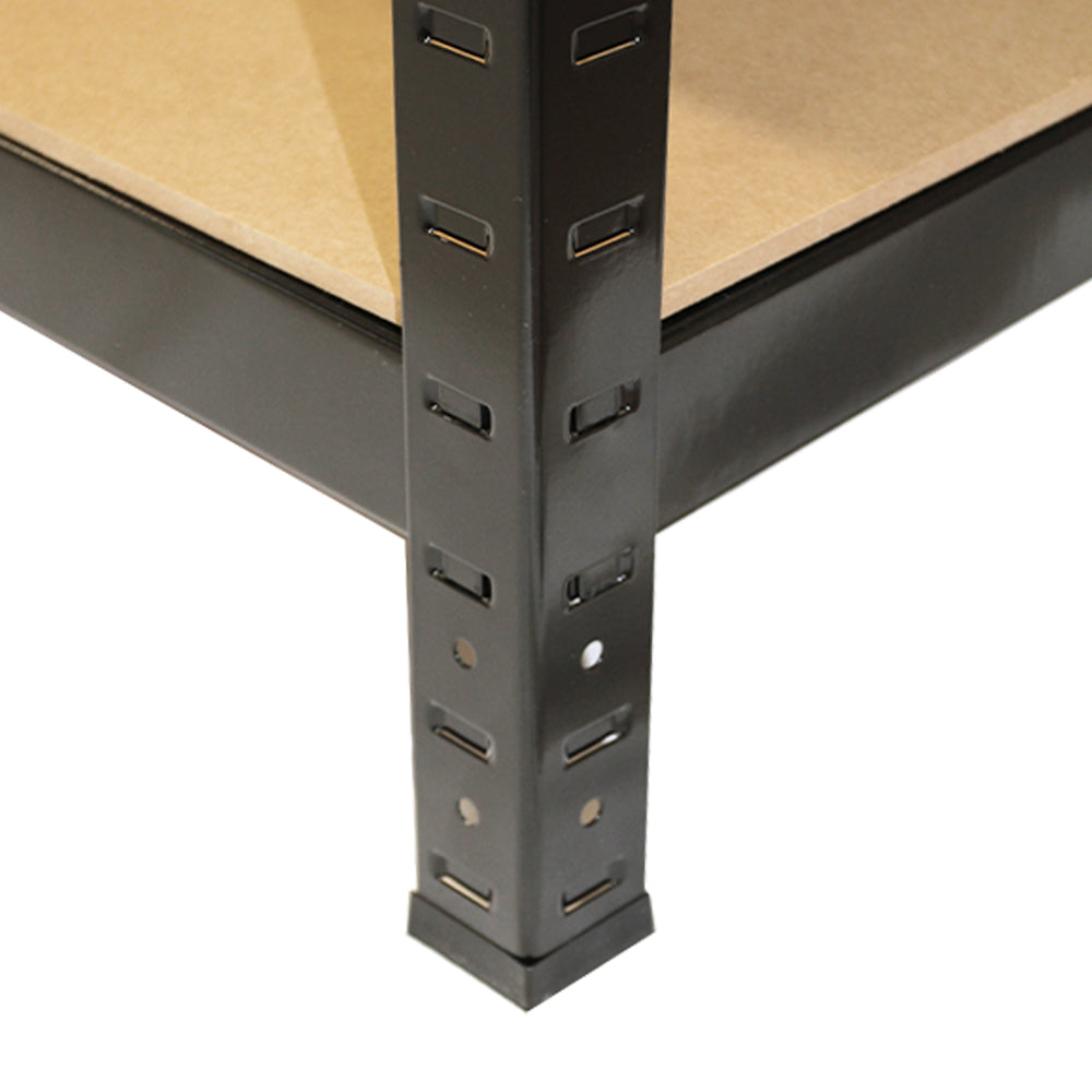 Schwarzes T-RAX Metallregal mit robustem Gestell, 75 cm hoch, 150 cm breit und 30 cm tief, ideal für Lagerung und Organisation