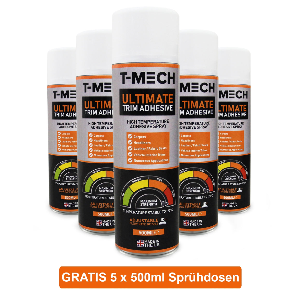 Auto Verkleidung Autostoff / Anthrazit & 5 Dosen Sprühklebstoff