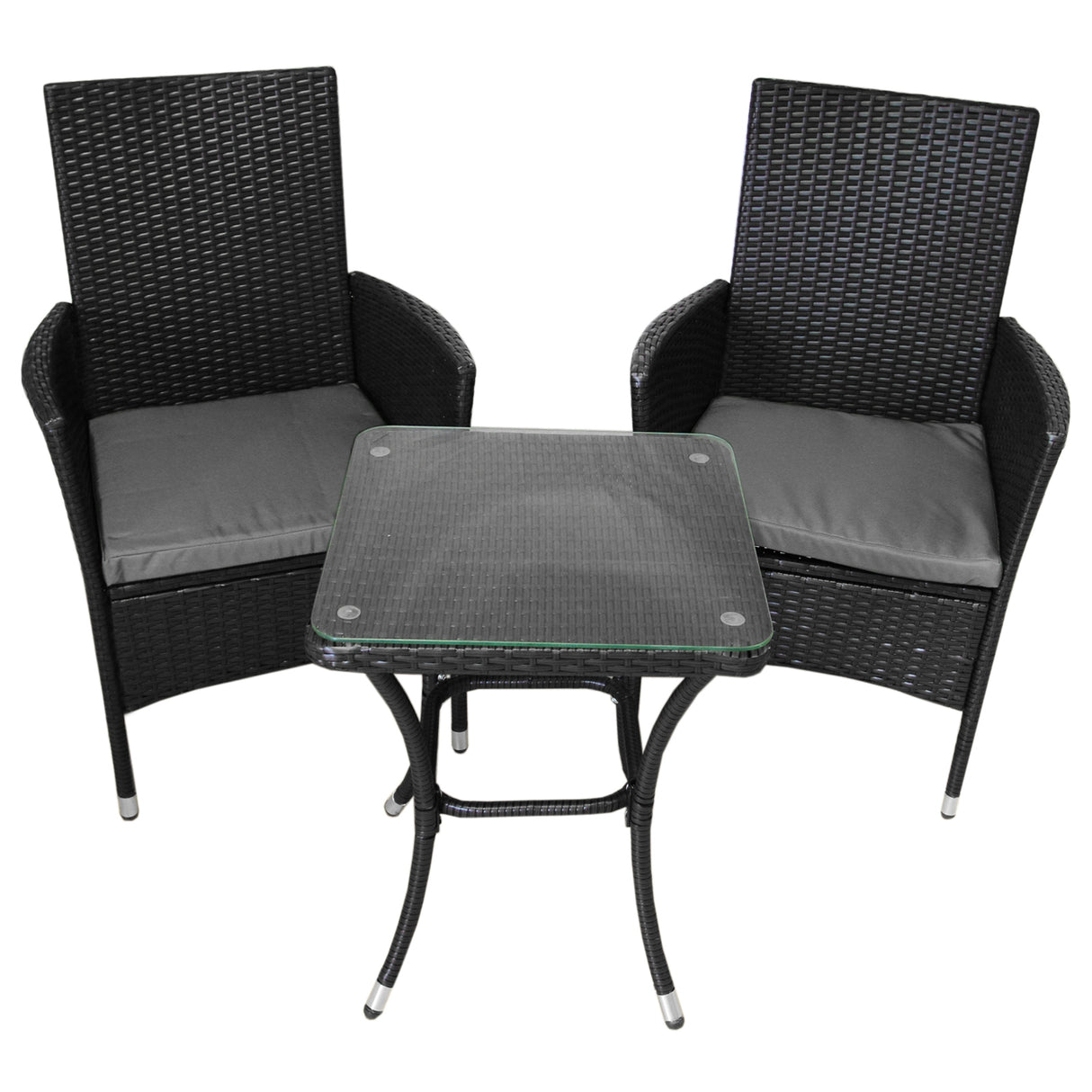 Jardí Rattan Bistro Set Schwarz