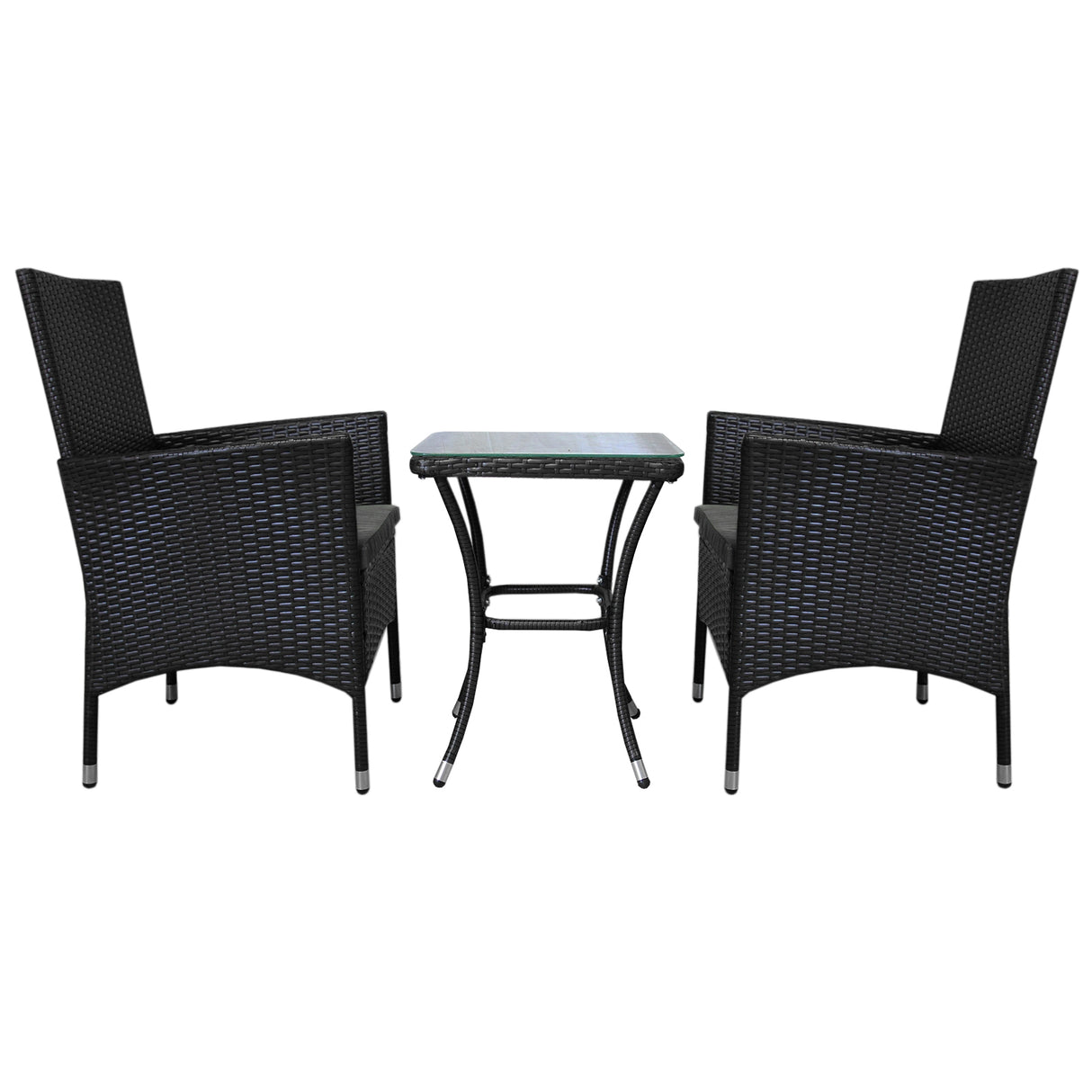Jardí Rattan Bistro Set Schwarz