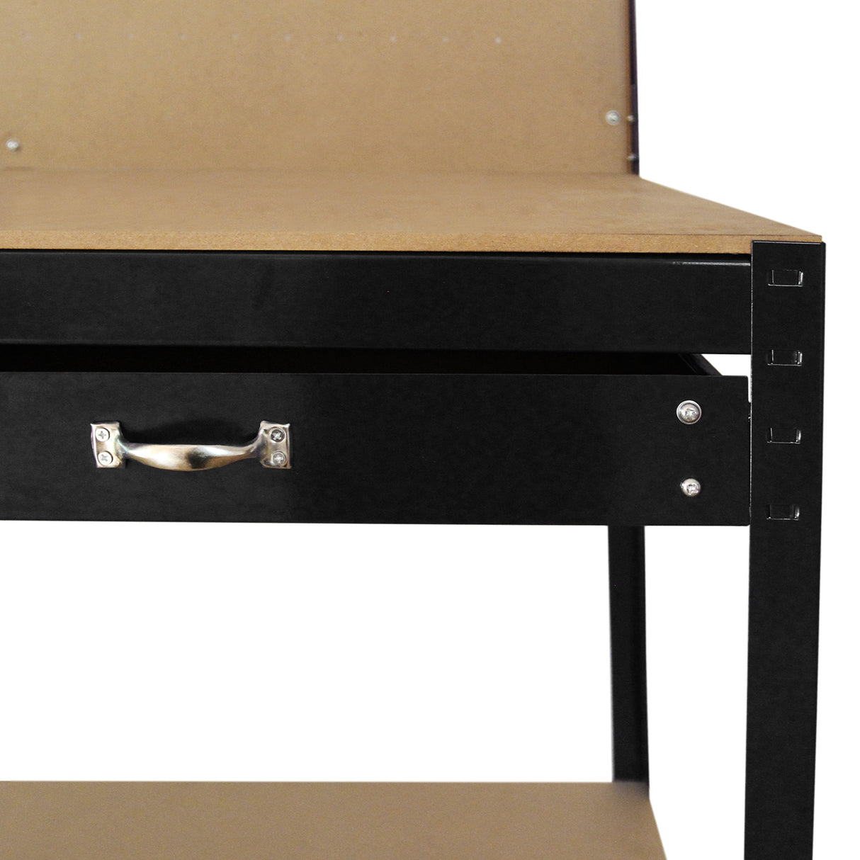 Werkbank mit Stecktafel und Schublade Schwarz