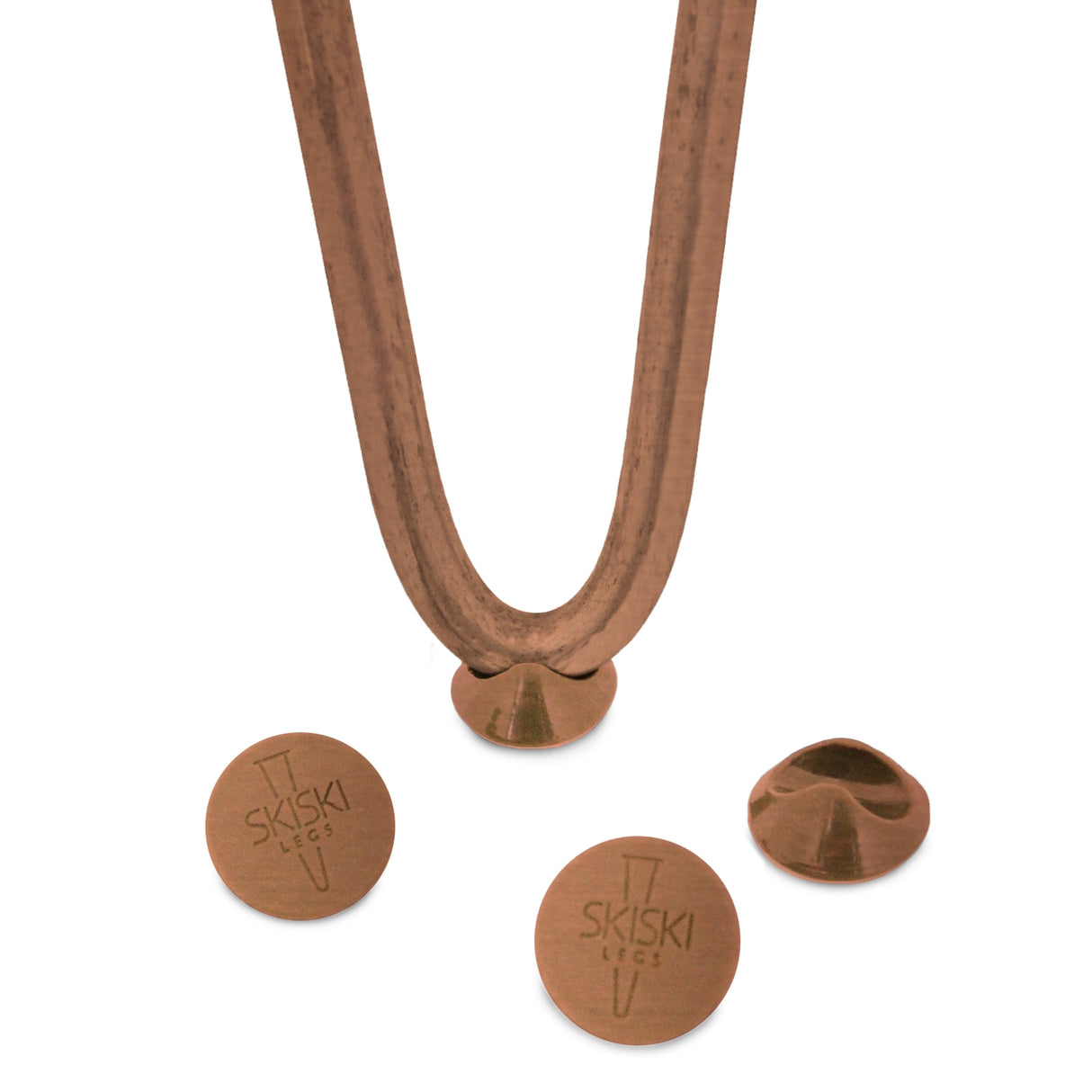 Kupferne Hairpin Tischbeine mit zwei Streben, 71 cm hoch, 12 mm dick, glänzende Oberfläche und moderne, elegante Form für stilvolle Möbelgestaltung