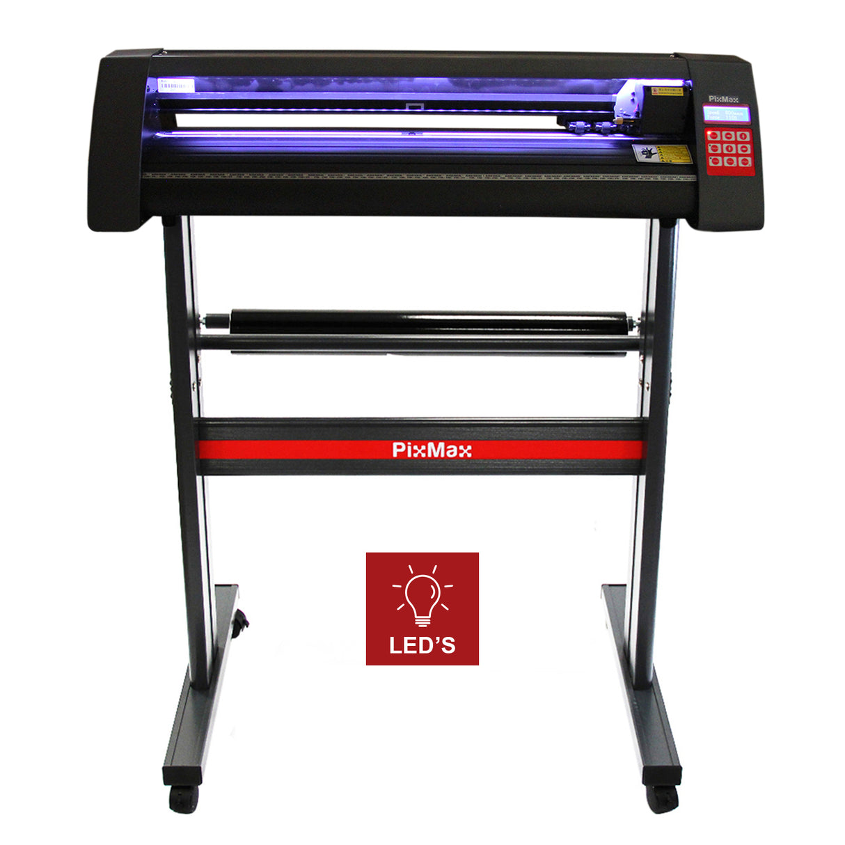 720 Vinylschneider mit Ständer, schwarzer Korpus, rote Akzente, beleuchtet mit LED-Lichtleiter, ideal für präzises Schneiden von Vinylmaterialien