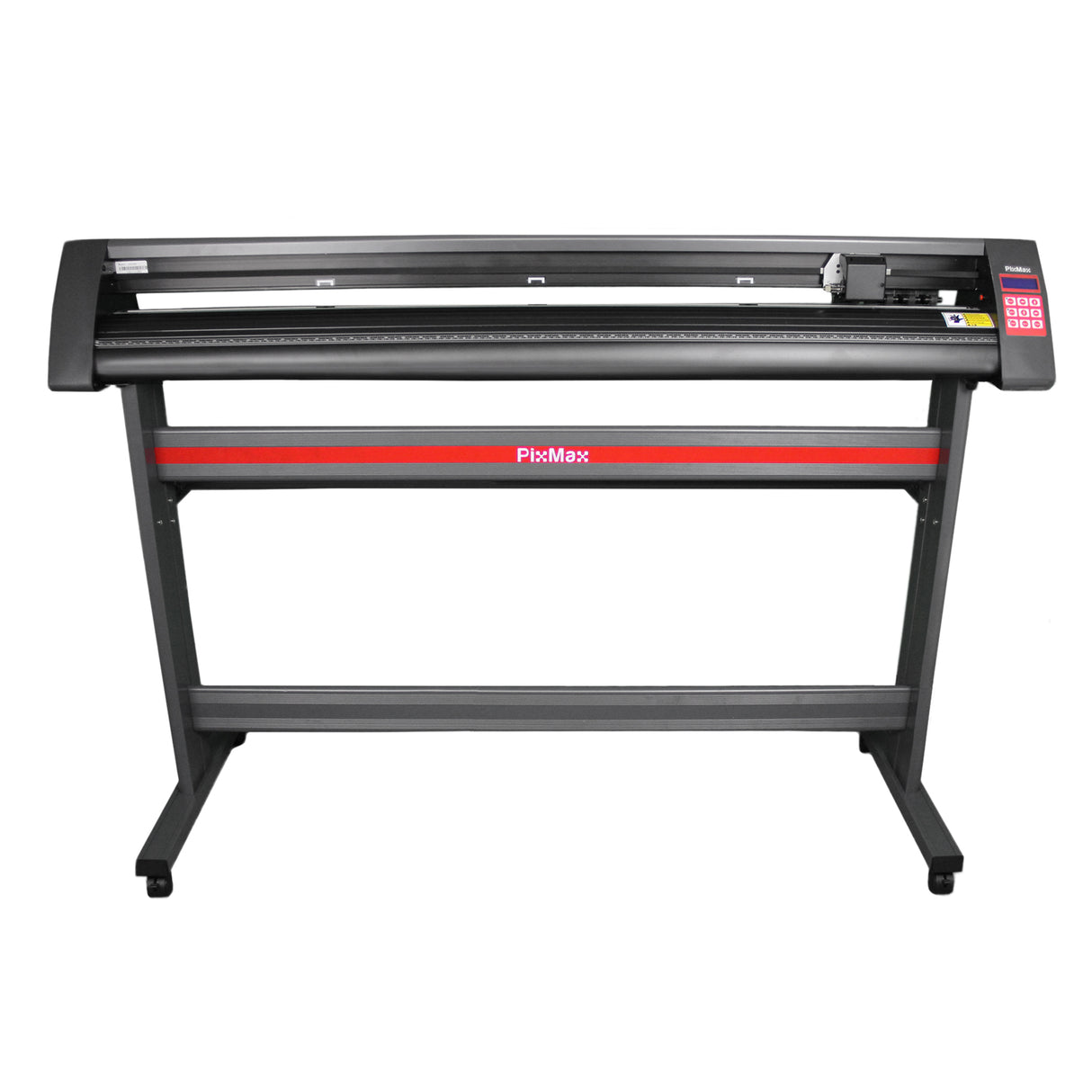 Vinylschneider in Schwarz mit rotem Streifen, 1350 mm, ausgestattet mit LED-Lichtleiter und Bedienfeld für präzises Schneiden von Folien