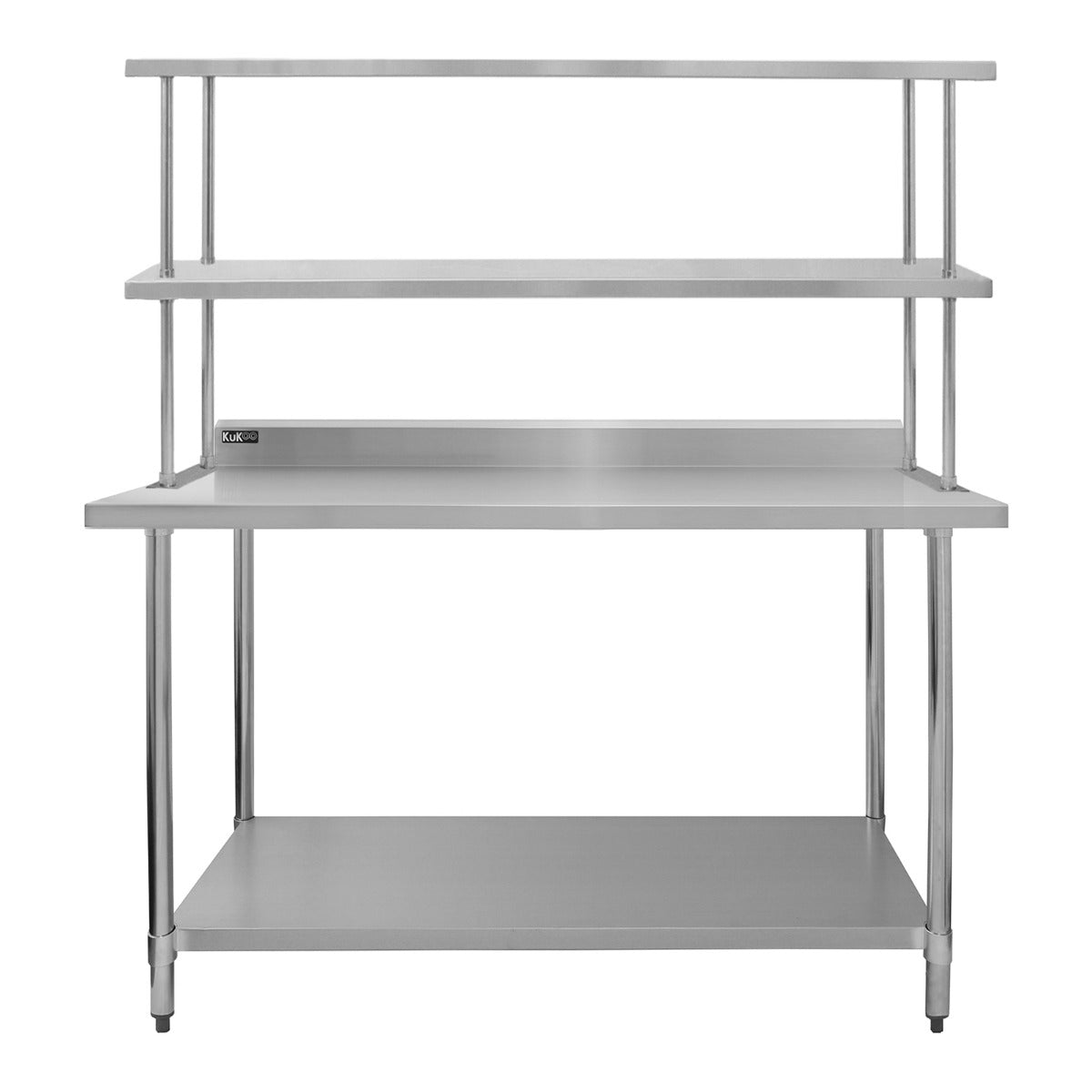 Kukoo Gastronomie Arbeitstisch und Doppelregal - Edelstahl 150 cm
