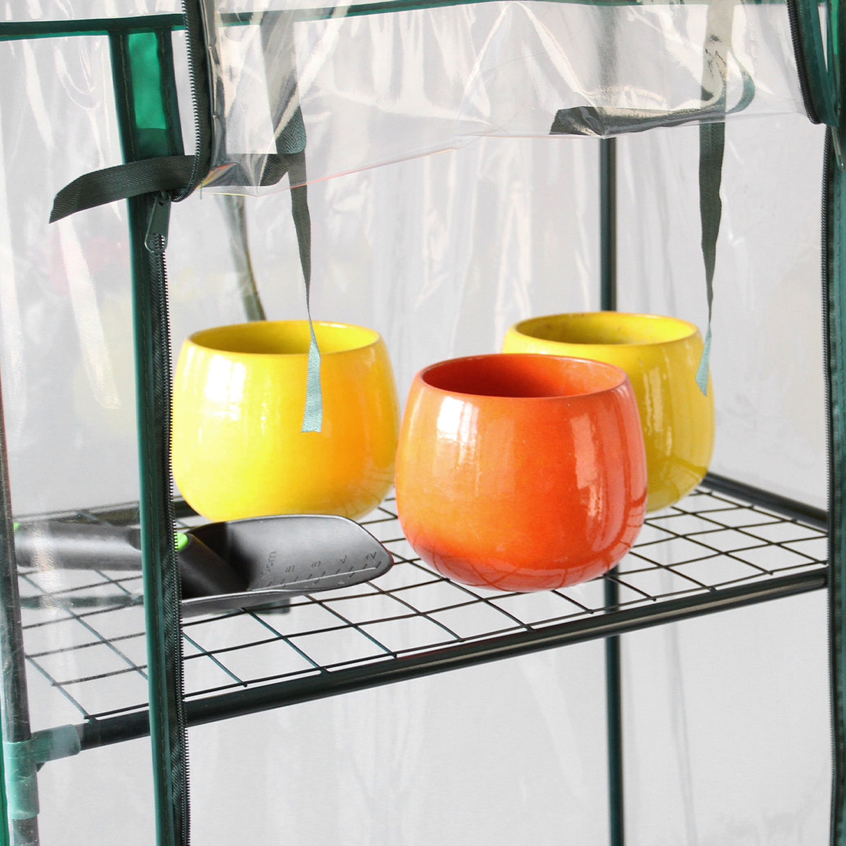 Mini-Gewächshaus / Foliengewächshaus mit 4 Regale und Kunststoffabdeckung