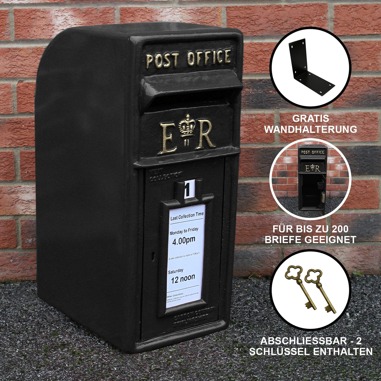 Briefkasten im englischen Stil - Schwarz