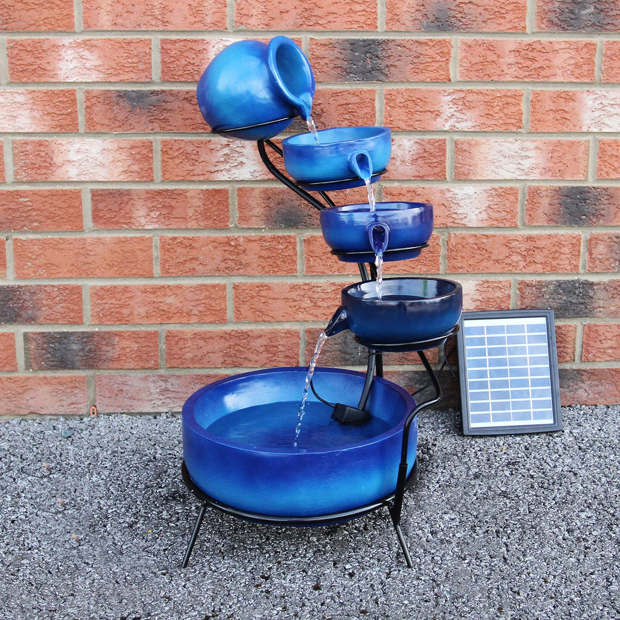 Solar Kaskadenbrunnen mit Akku - Blau