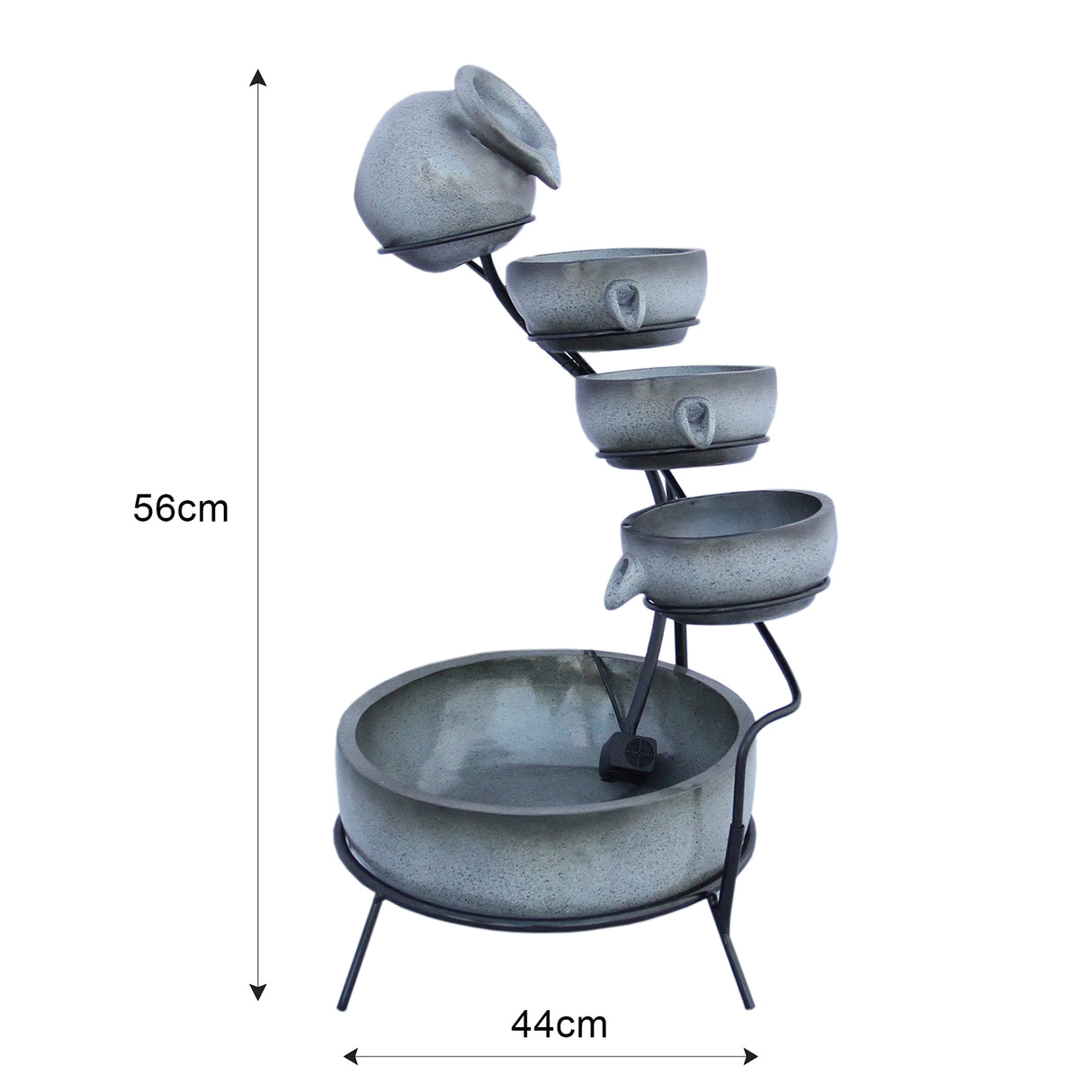 Solar Kaskadenbrunnen mit Akku - Grau