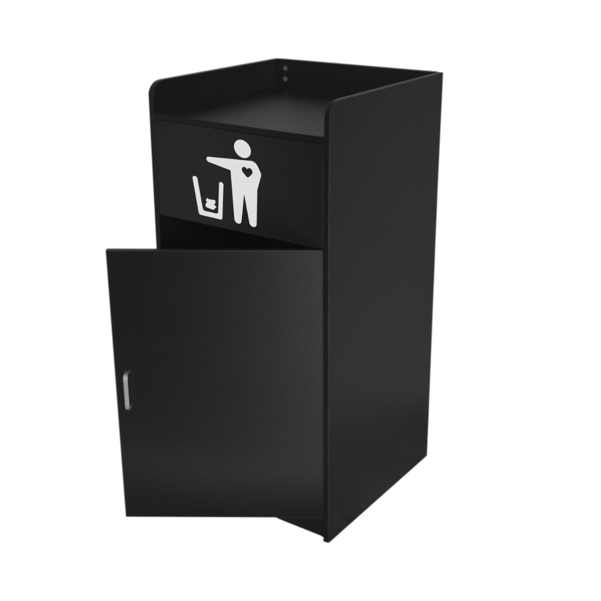 Abfallbehälter & Tablettablage aus Holz - Schwarz