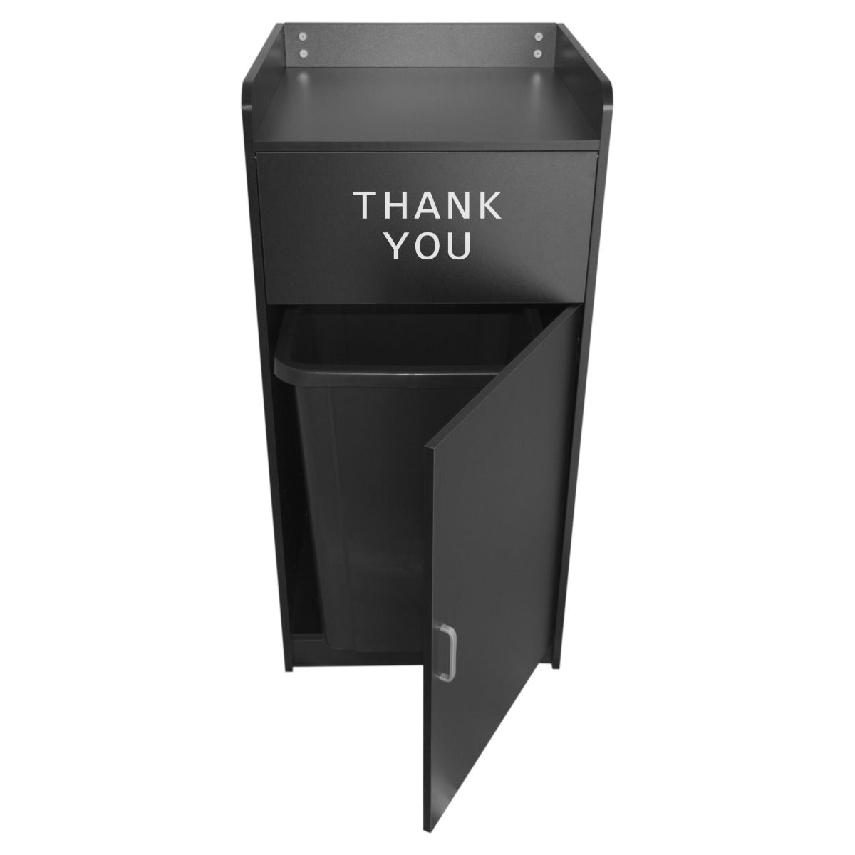 Abfallbehälter & Tablettablage aus Holz - Schwarz