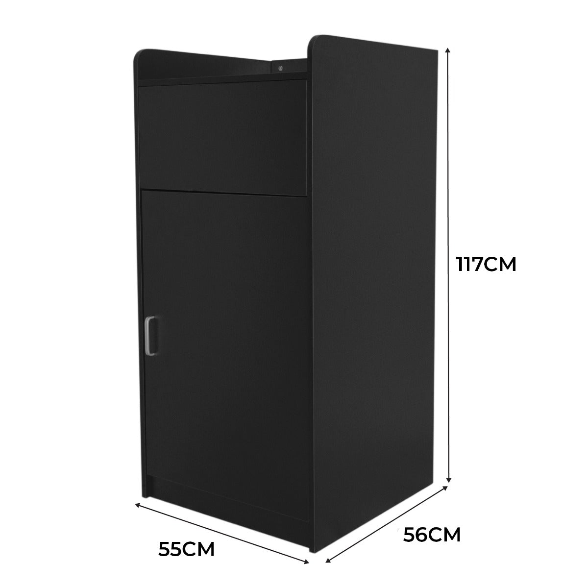 Abfallbehälter & Tablettablage aus Holz - Schwarz