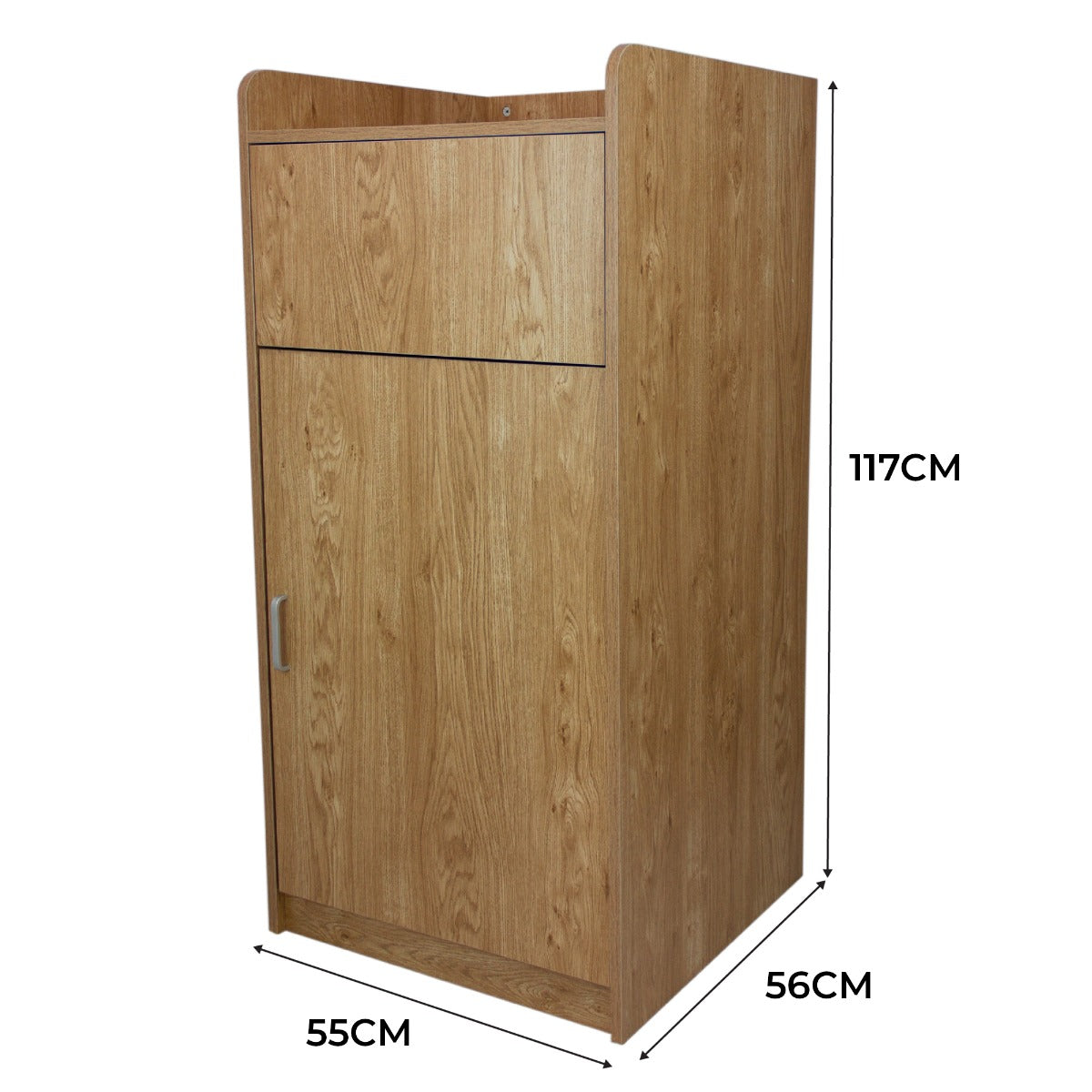 Abfallbehälter & Tablettablage aus Holz - Helle Eiche