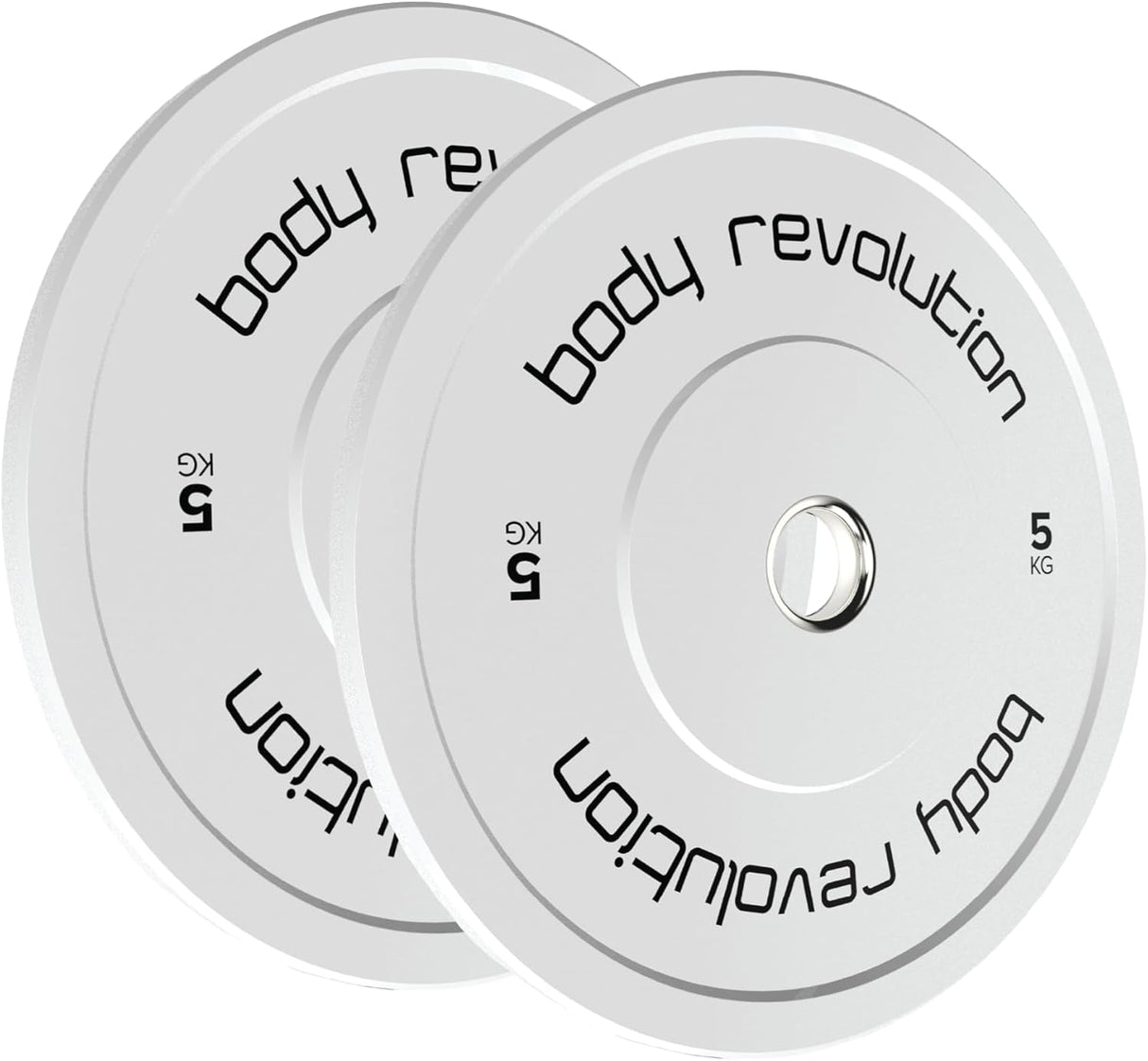 Body Revolution 2 x 5kg Weiße Olympische Bumper-Hantelscheiben