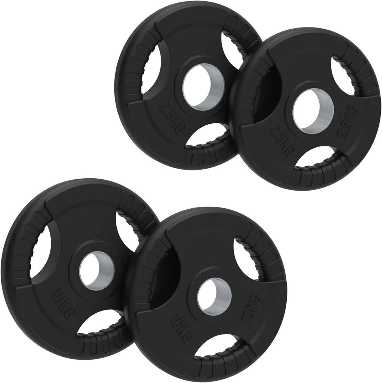 25-kg-Set Olympische Tri-Grip-Gewichtsplatten aus Gummi – Schwarz