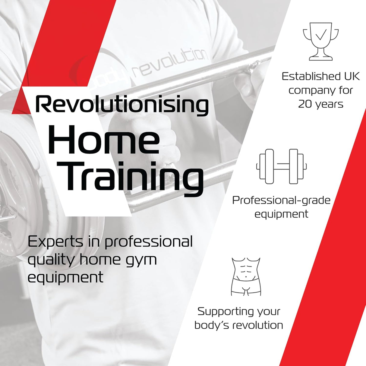 Body Revolution 2x2,5kg + 2x5kg Tri-Grip 15kg Gummierte Hantelscheiben