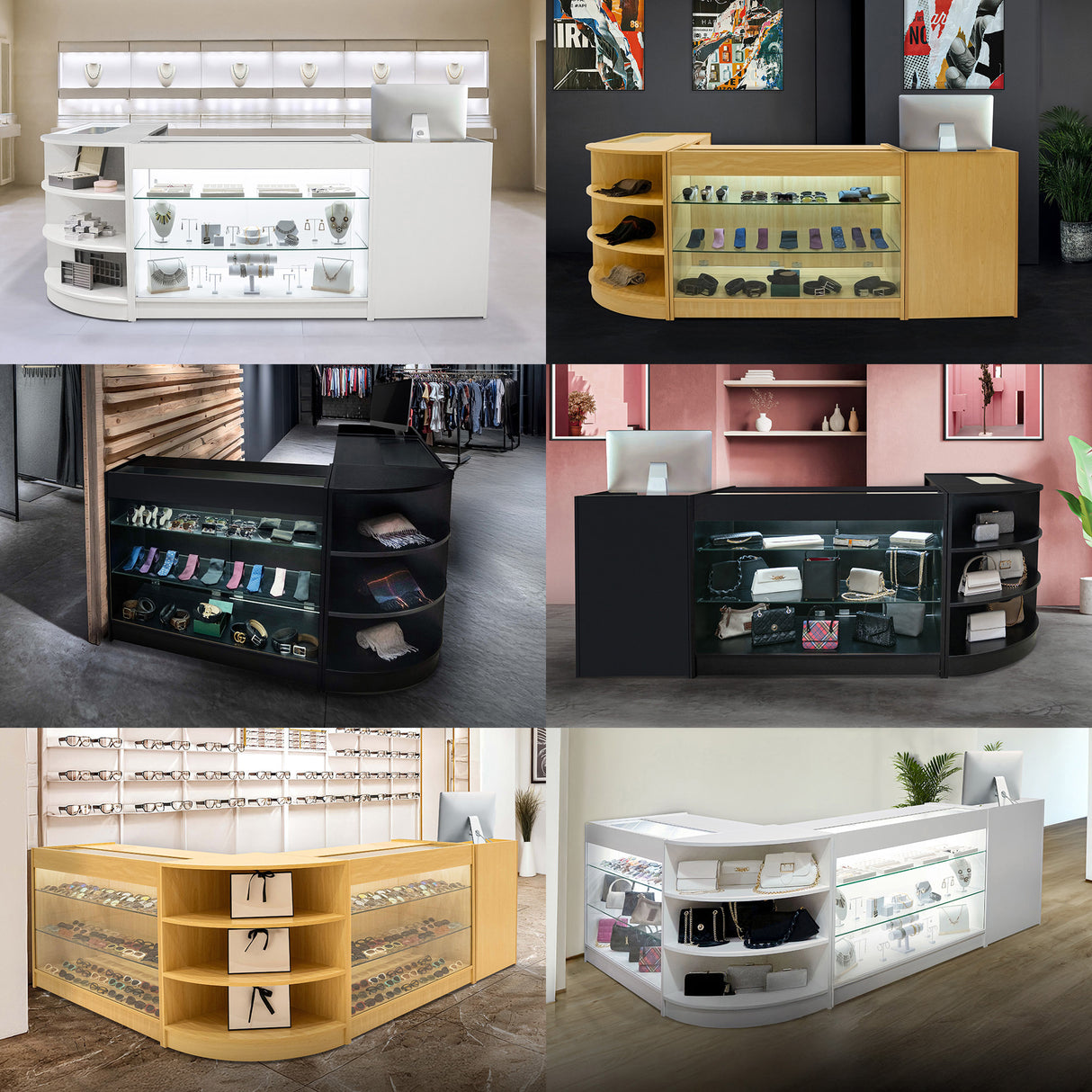 Adonis LED Ladentheke Set CM60 + B1200 + C1200 – Schwarz