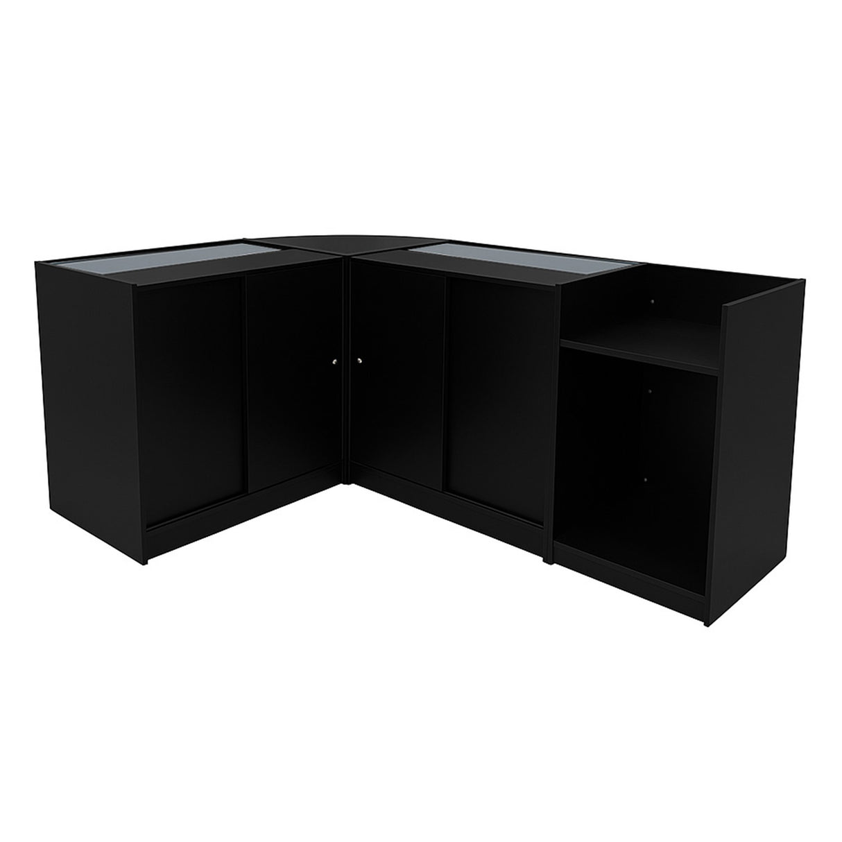 Vega LED Verkaufstheken-Set CM60 + C900 + K900 + TB60 – Schwarz