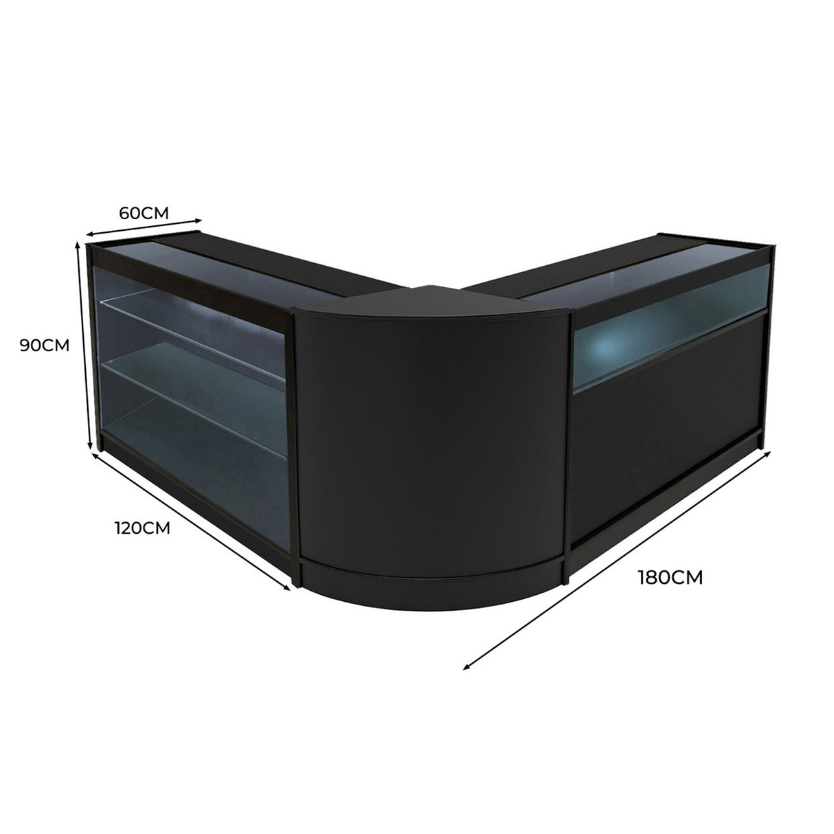 Triton LED Verkaufstheken-Set CM60 + K1200 + B1200 - Schwarz