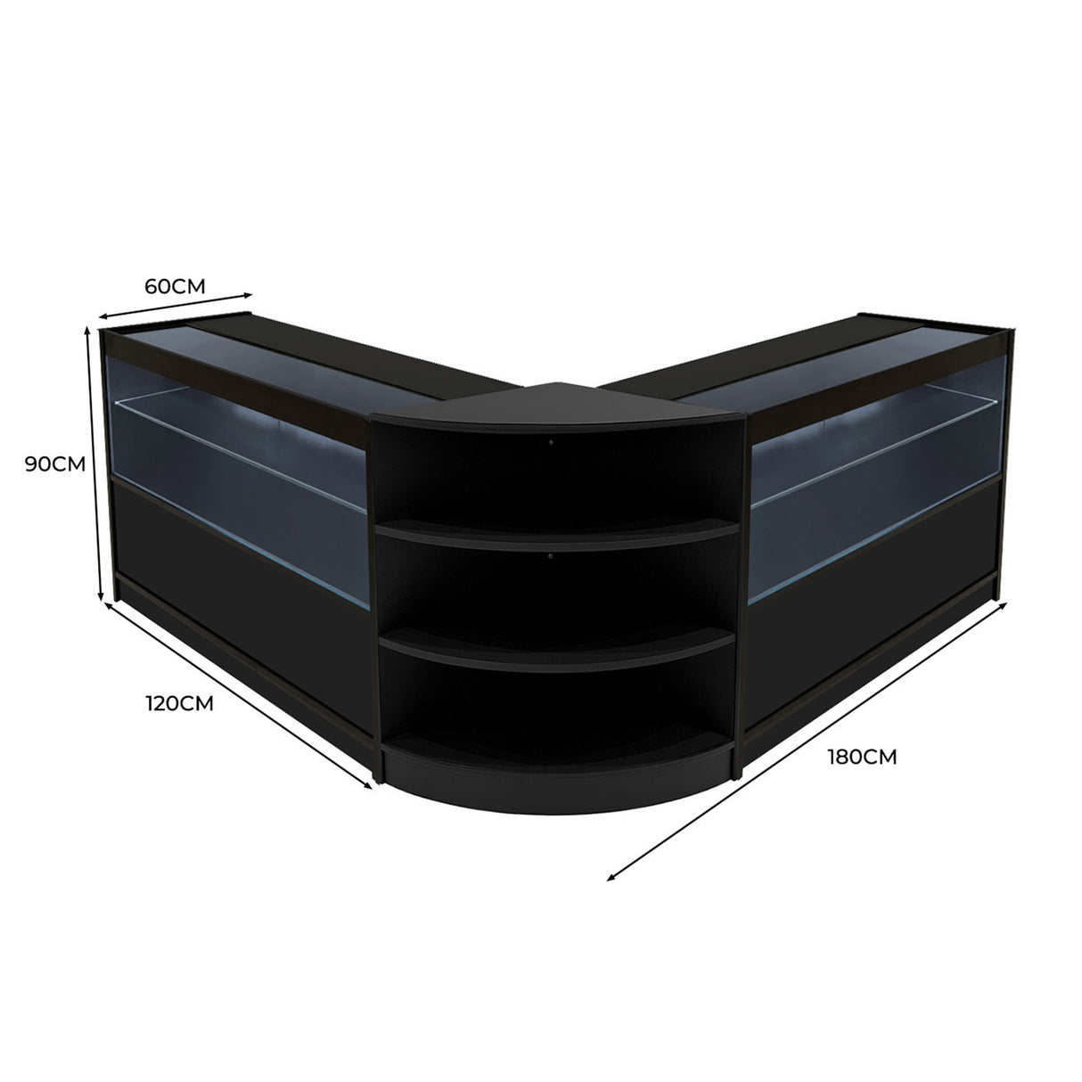 Andromeda LED Verkaufstheken-Set LM60 + C1200 (2 Stück) – Schwarz