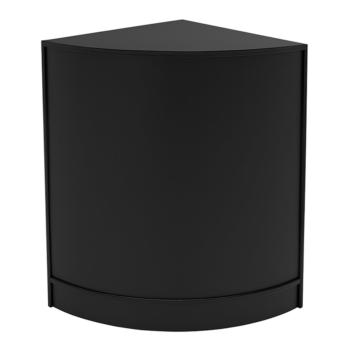 Eckiger Verkaufstresen in Schwarz, aus robustem Material gefertigt, mit glatter Oberfläche und modernem, minimalistischen Design für Verkaufsräume