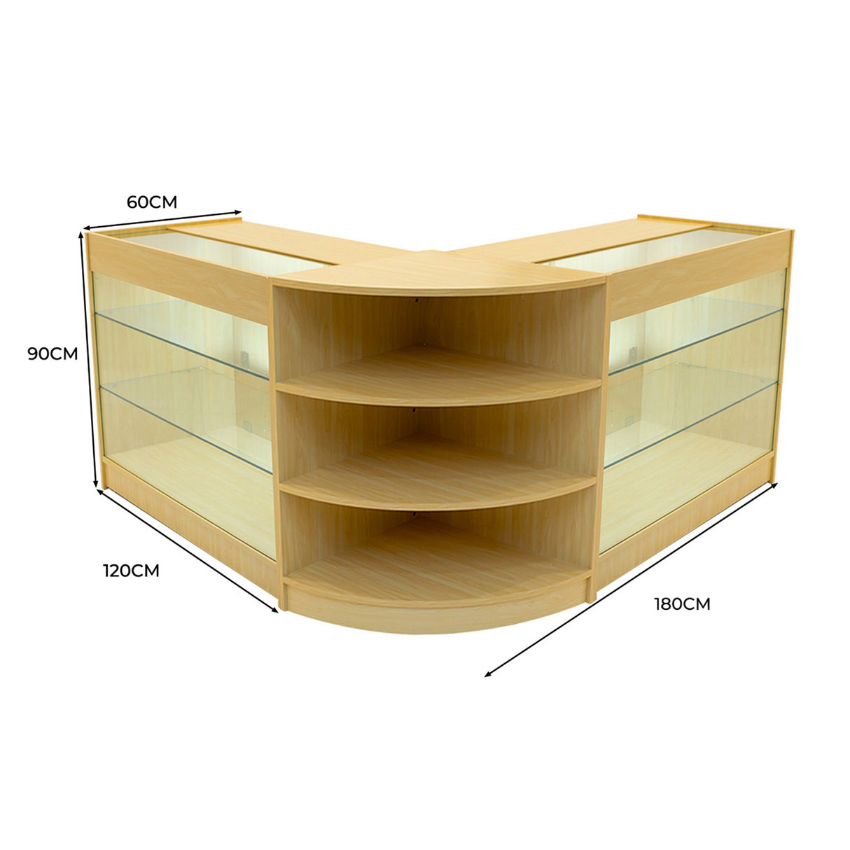 Apollo LED Verkaufstheken-Set LM60 + K1200 (2 Stück) – Ahorn