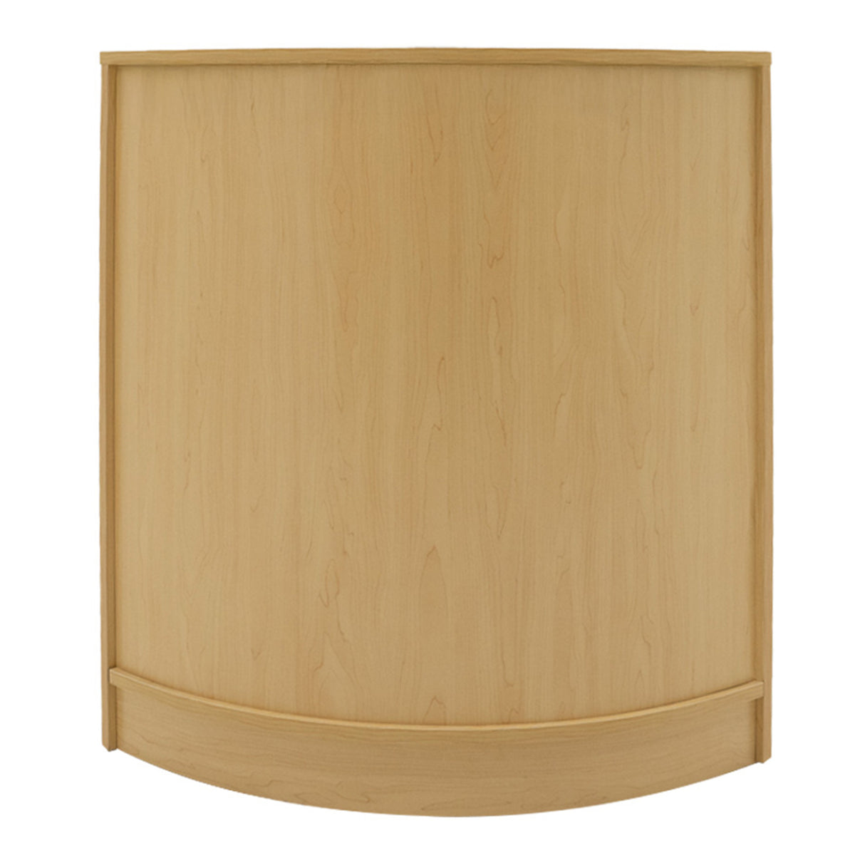 Hera LED Verkaufstheken-Set in hellem Ahornholz, mit glatter, gebogener Oberfläche und modernem, minimalistischen Design für Verkaufsräume