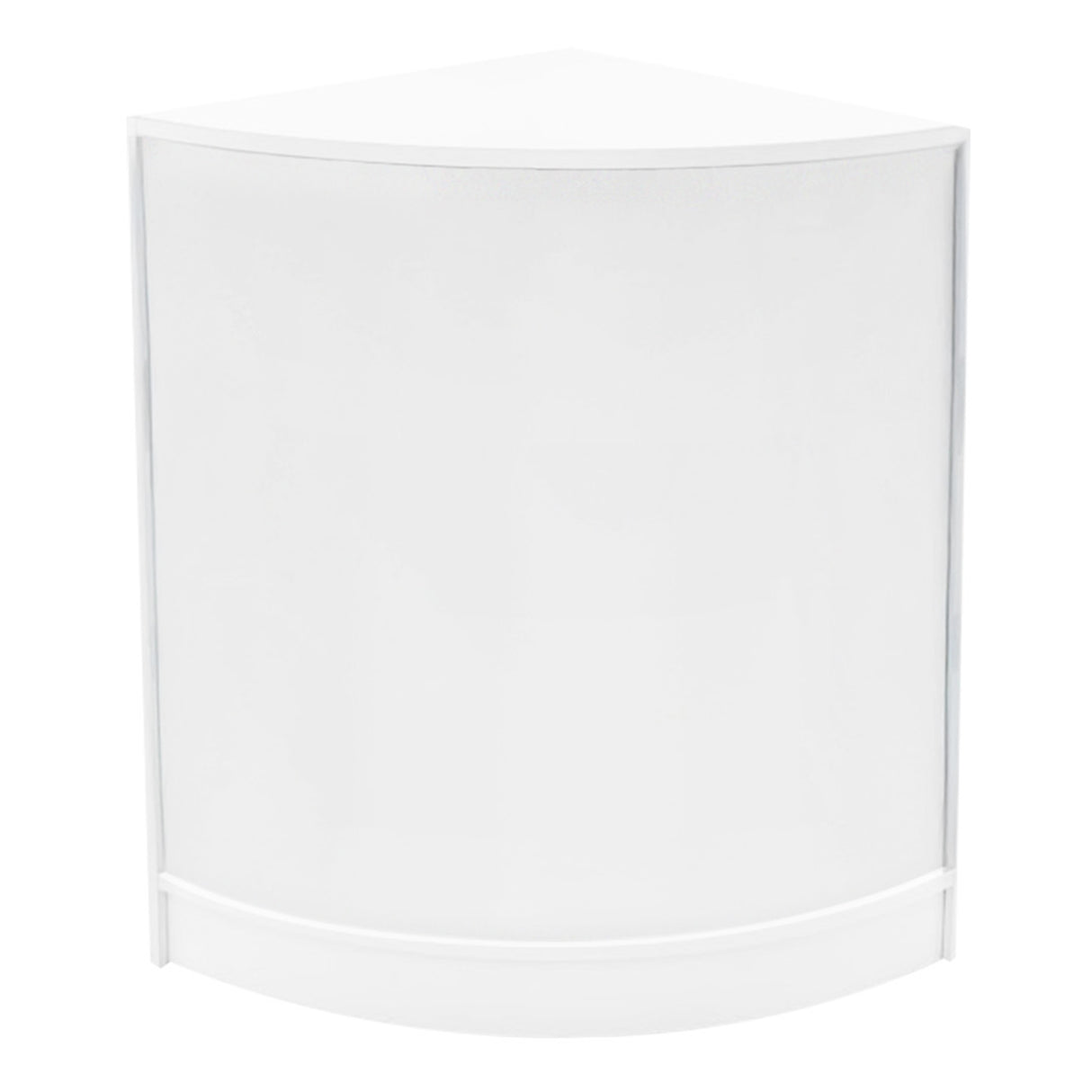 Elegante, weiße Verkaufstheke mit abgerundeten Kanten, ideal für Verkaufsflächen, aus hochwertigem Material mit glatter Oberfläche