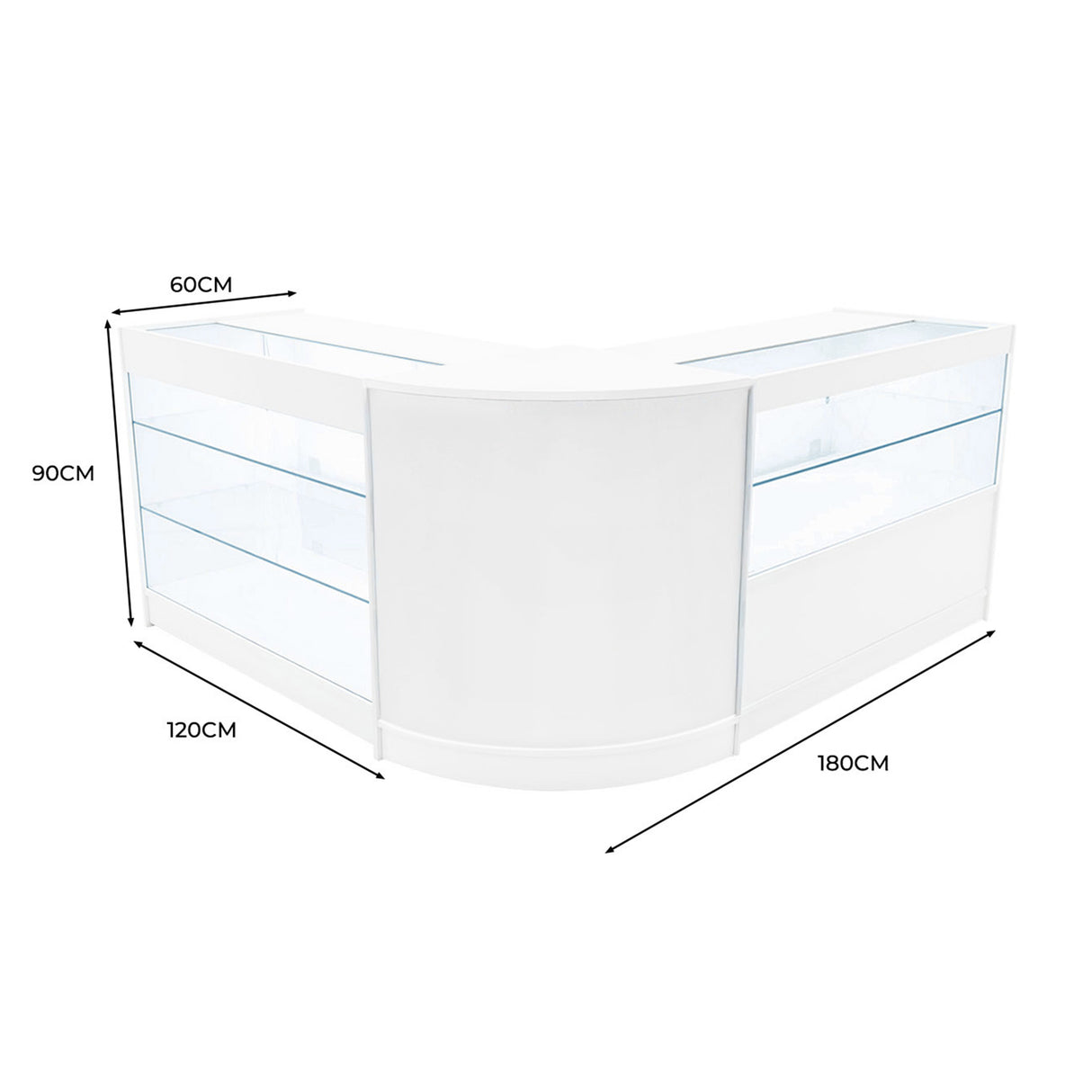 Hera LED Verkaufstheken-Set CM60 + K1200 + C1200 - Weiß