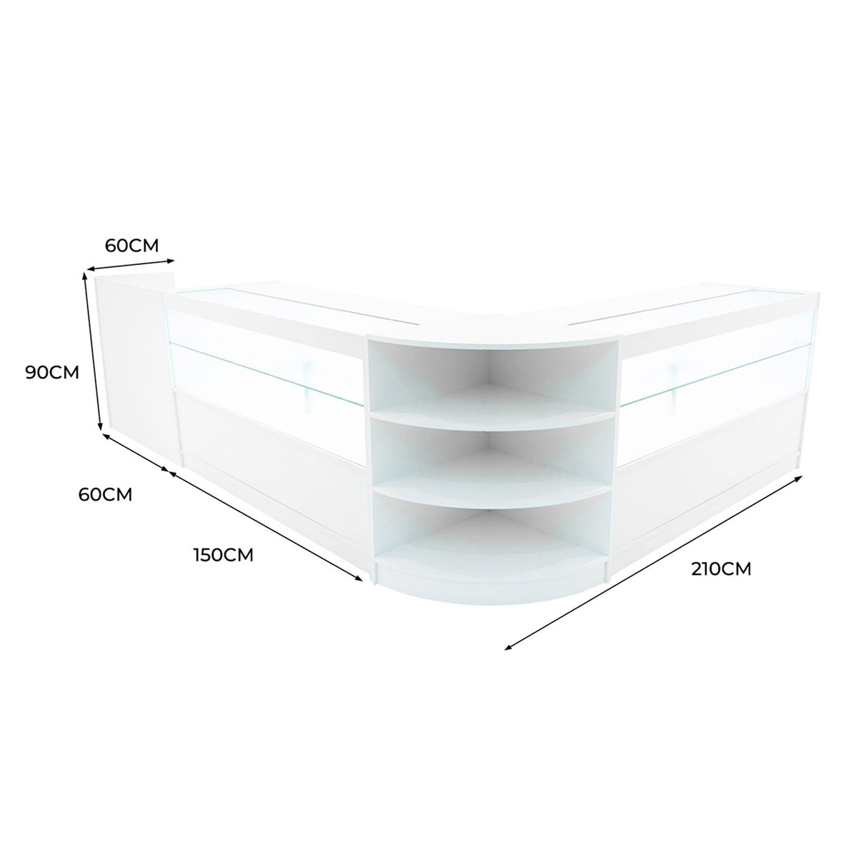 Eclipse LED Verkaufstheken-Set LM60 + C1500 (2 Stück)+ TB60 – Weiß