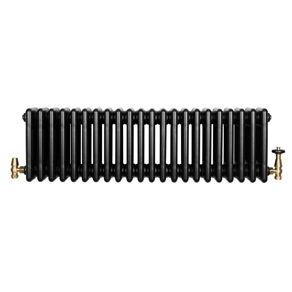 Röhrenheizkörper 4 Säulen mit TRV Chromventile – 300mm x 1010mm – Schwarz