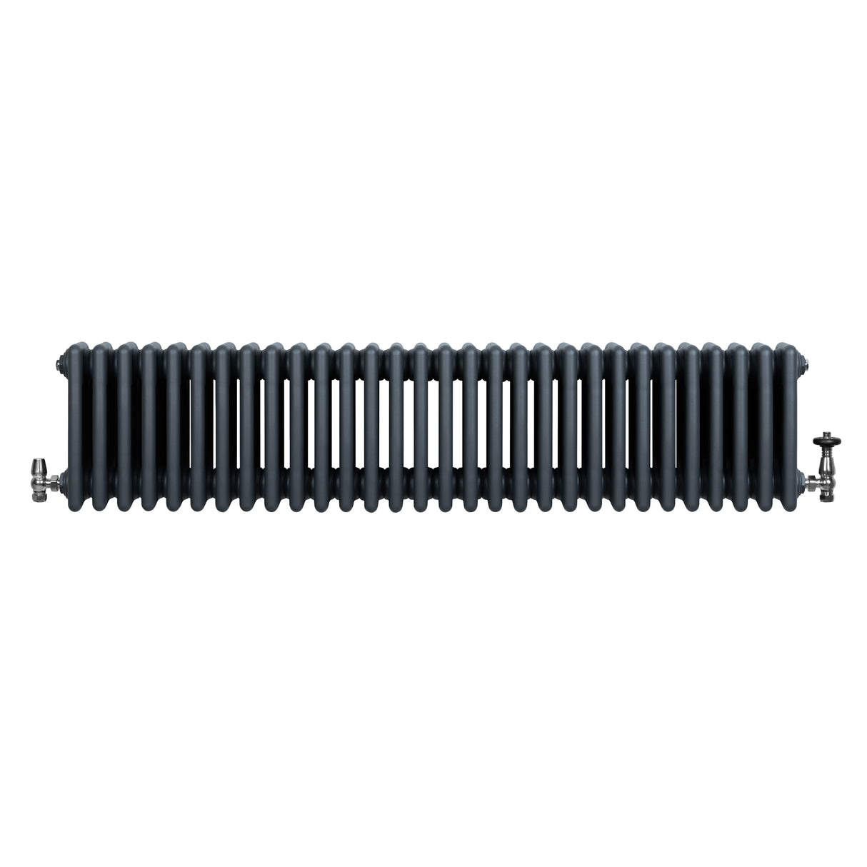 Röhrenheizkörper 4 Säulen mit TRV Chromventile – 300mm x 1370mm – Anthrazitgrau