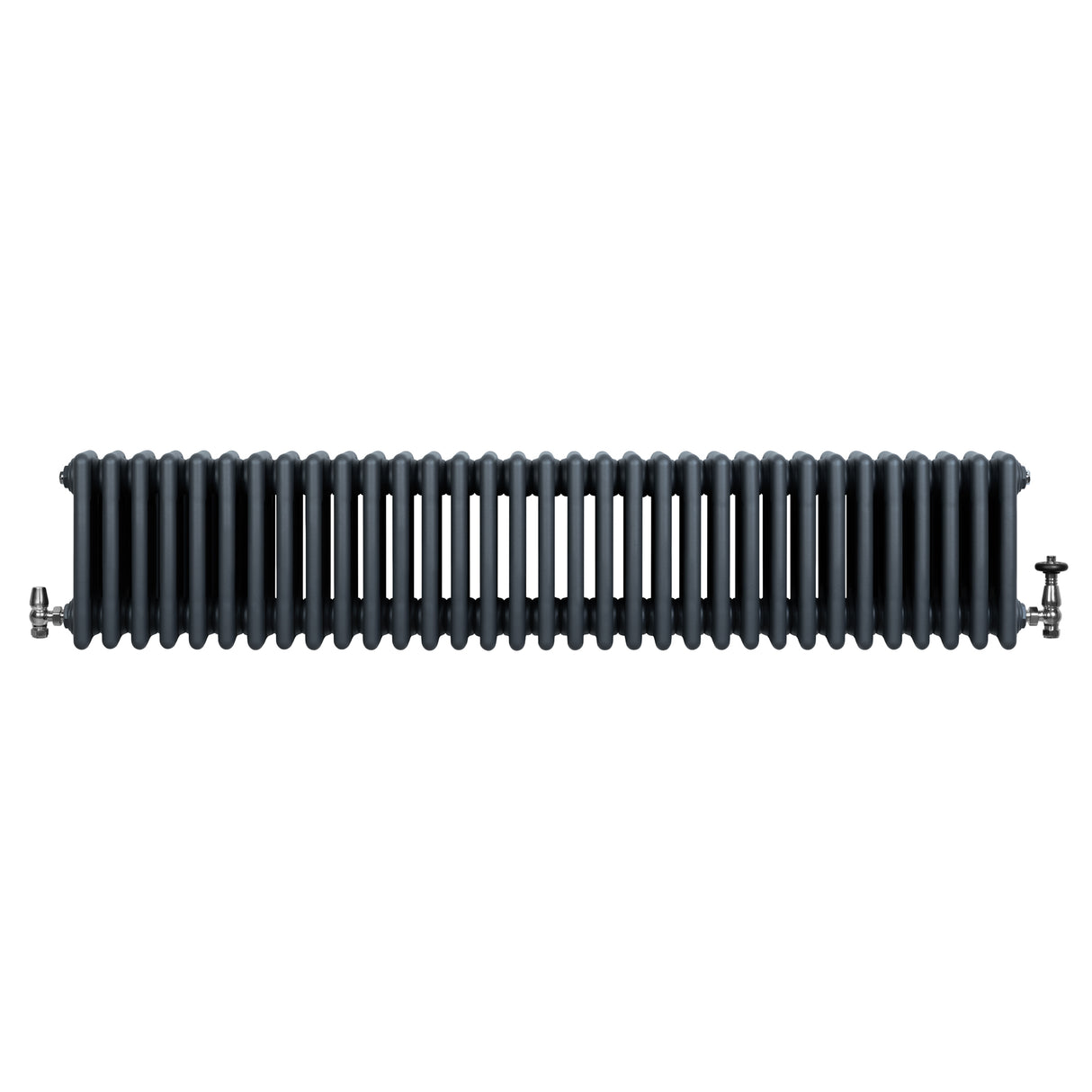 Röhrenheizkörper 4 Säulen mit TRV Chromventile – 300mm x 1505mm – Anthrazitgrau