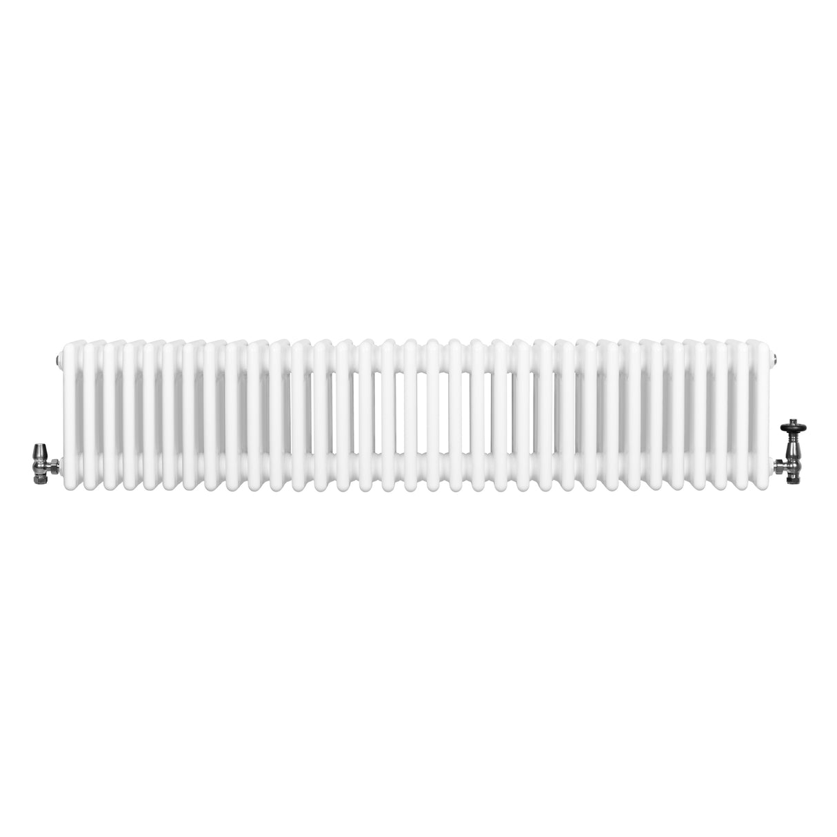 Röhrenheizkörper 4 Säulen mit TRV Chromventile – 300mm x 1505mm – Weiß