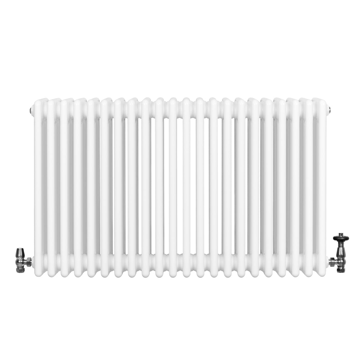 Röhrenheizkörper 4 Säulen mit TRV Chromventile – 600mm x 1010mm – Weiß