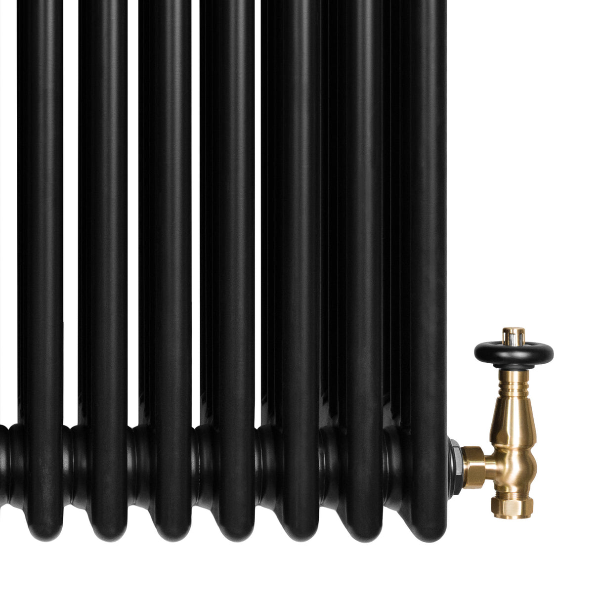 Röhrenheizkörper 4 Säulen mit TRV Chromventile – 600mm x 1010mm – Schwarz