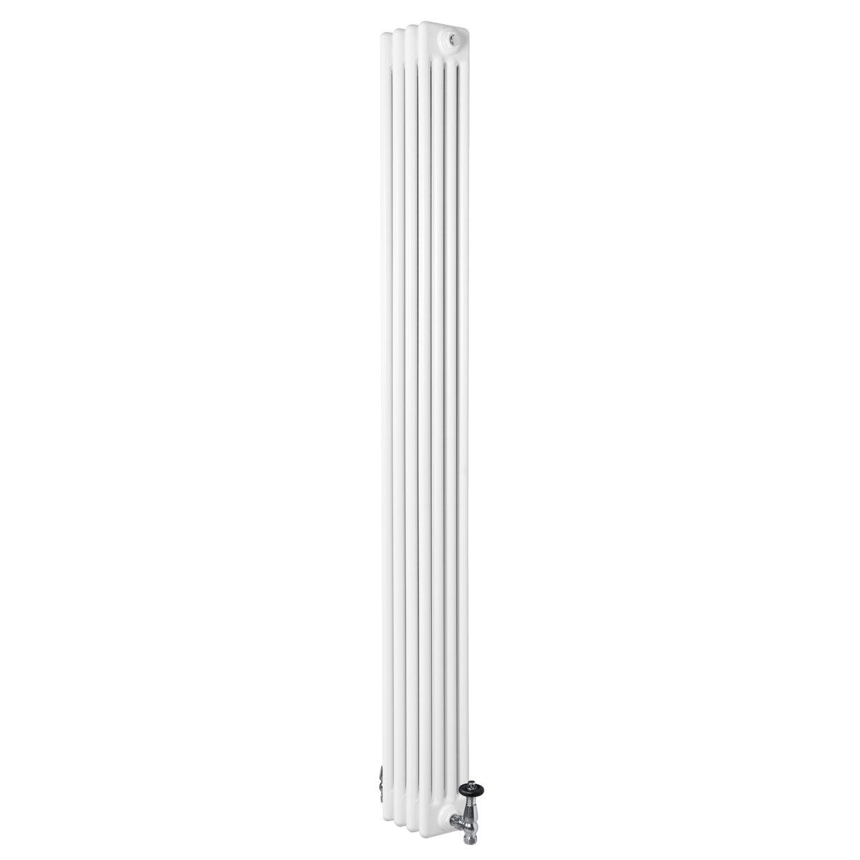 Röhrenheizkörper 4 Säulen mit TRV Chromventile – 1800mm x 200mm – Weiß