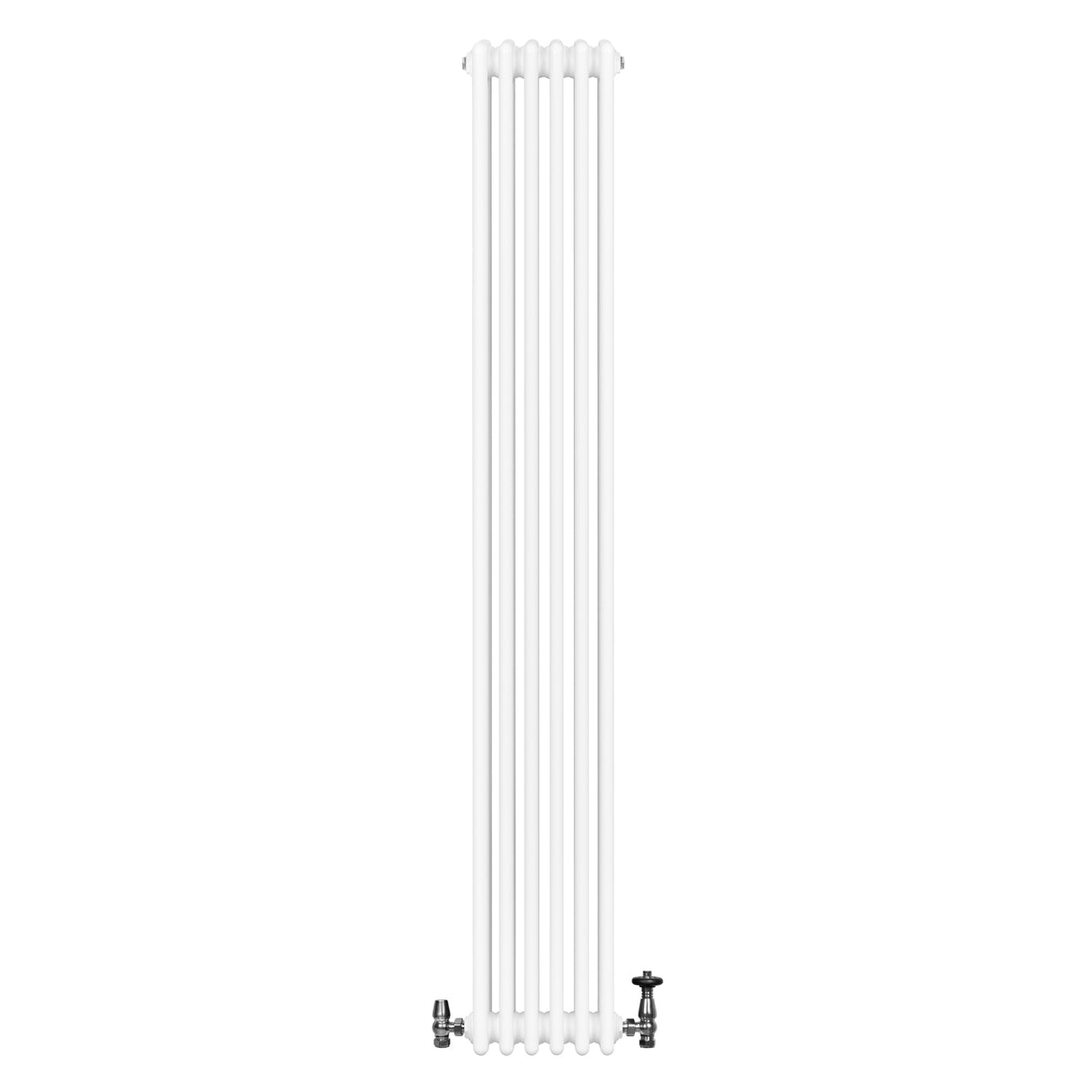 Röhrenheizkörper 4 Säulen mit TRV Chromventile – 1800mm x 290mm – Weiß