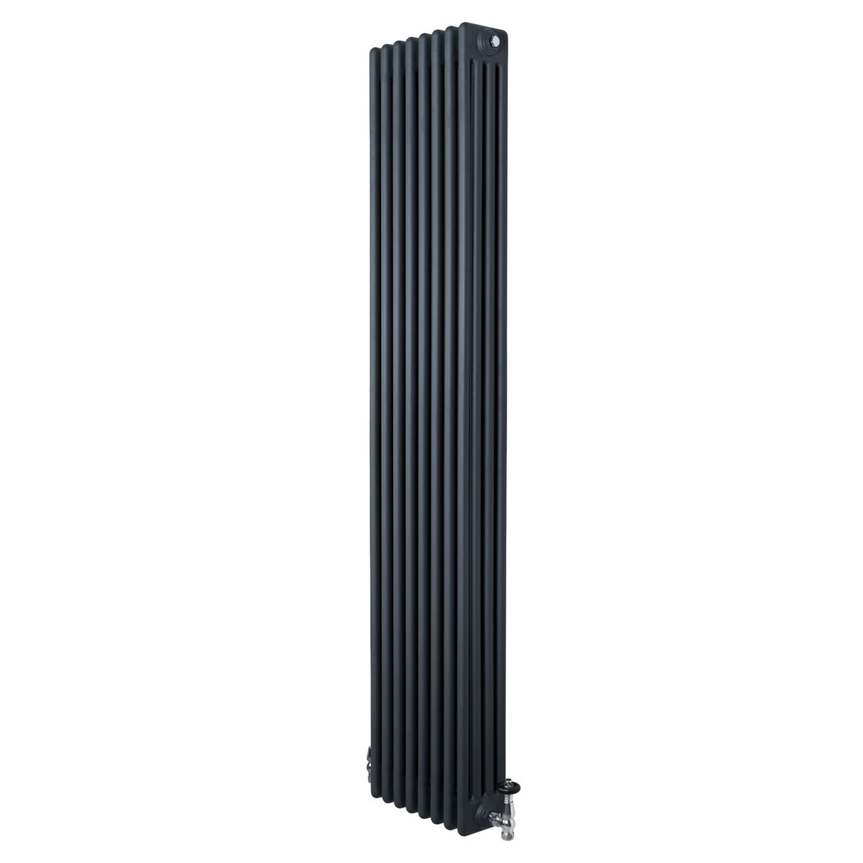 Röhrenheizkörper 4 Säulen mit TRV Chromventile – 1800mm x 380mm – Anthrazitgrau