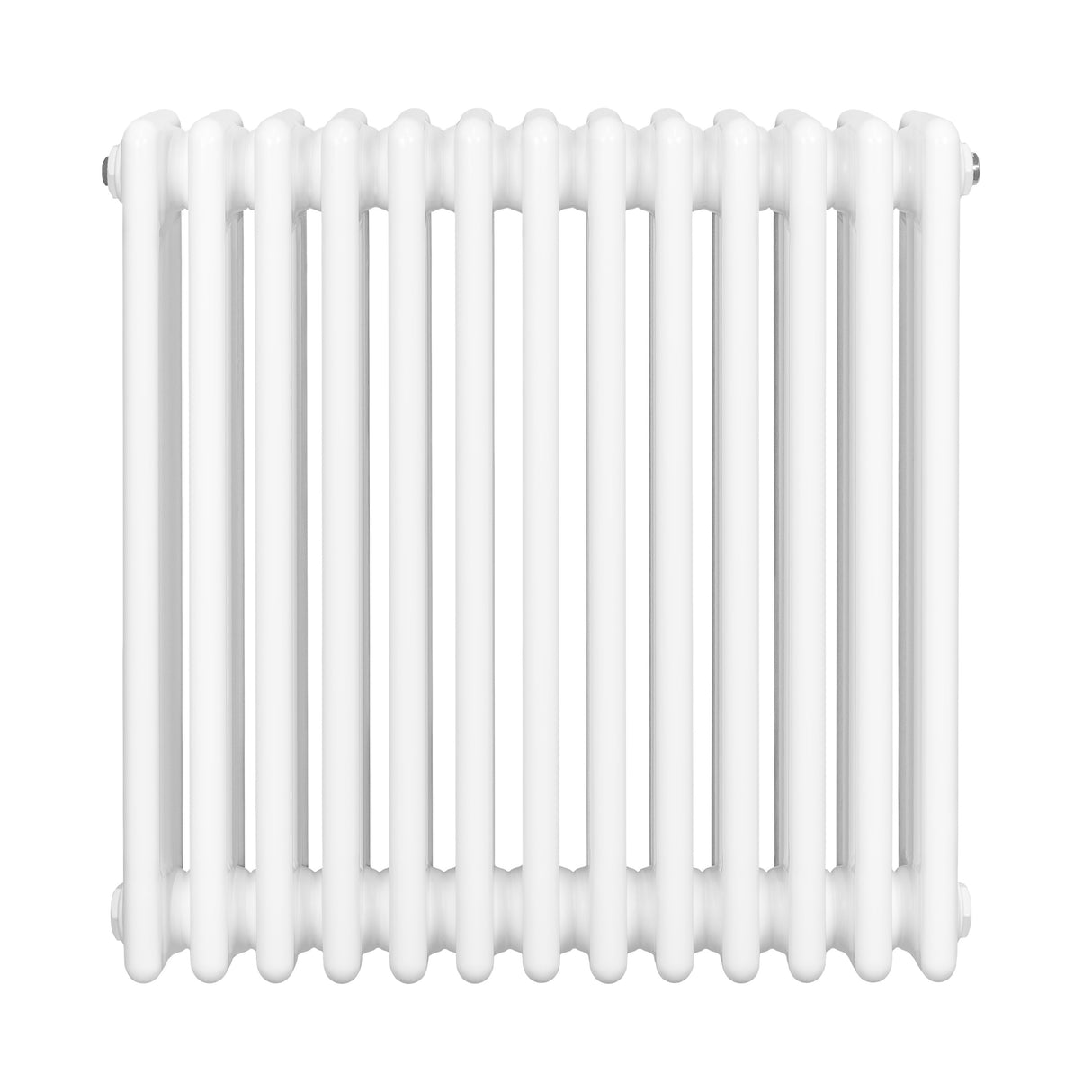 Röhrenheizkörper mit 4 Säulen in elegantem Weiß, 600mm x 605mm, aus robustem Material, mit glatter, glänzender Oberfläche und klassischem Design